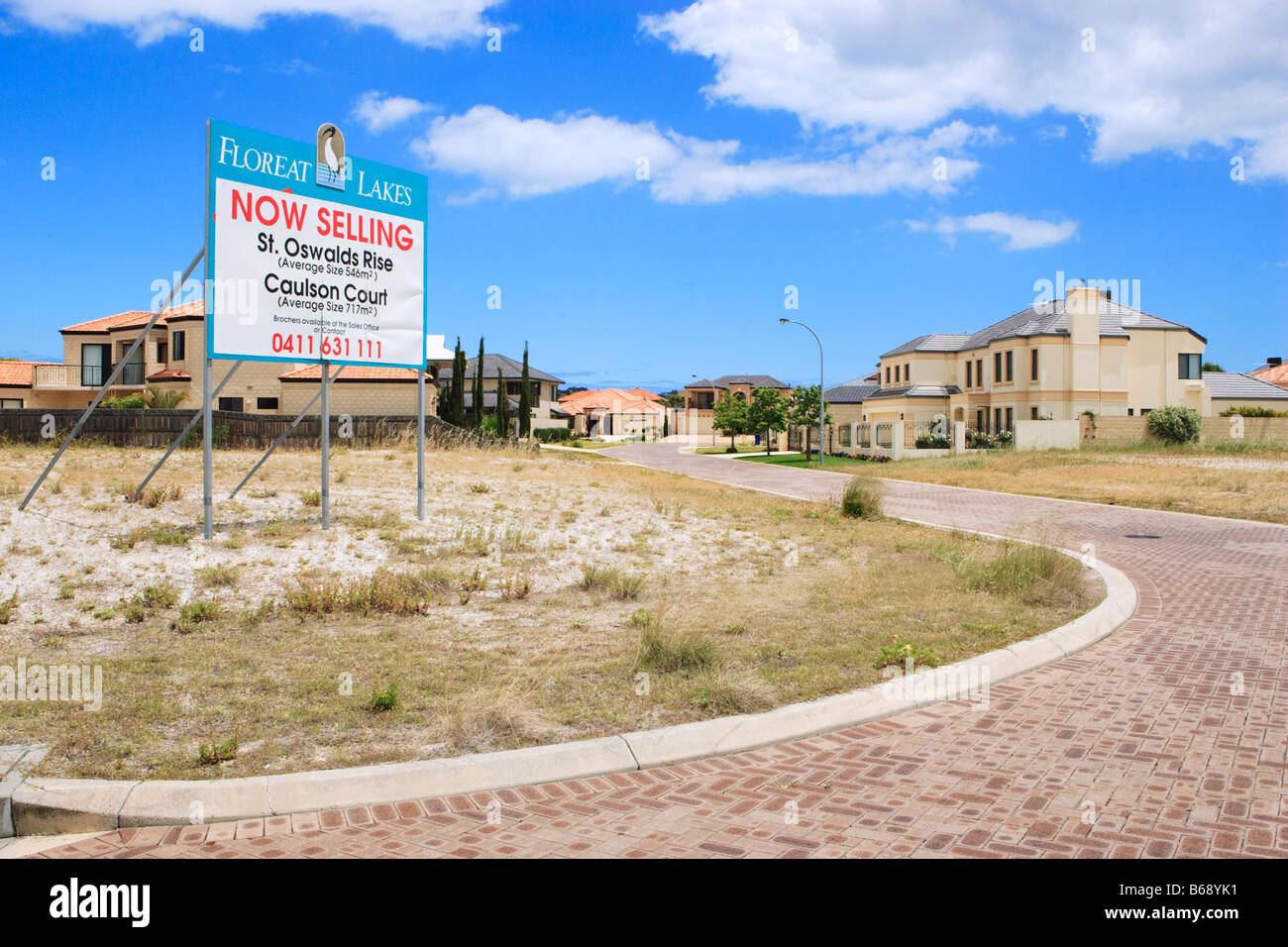 Vacant blocks for sale in a new housing development in Perth's affluent