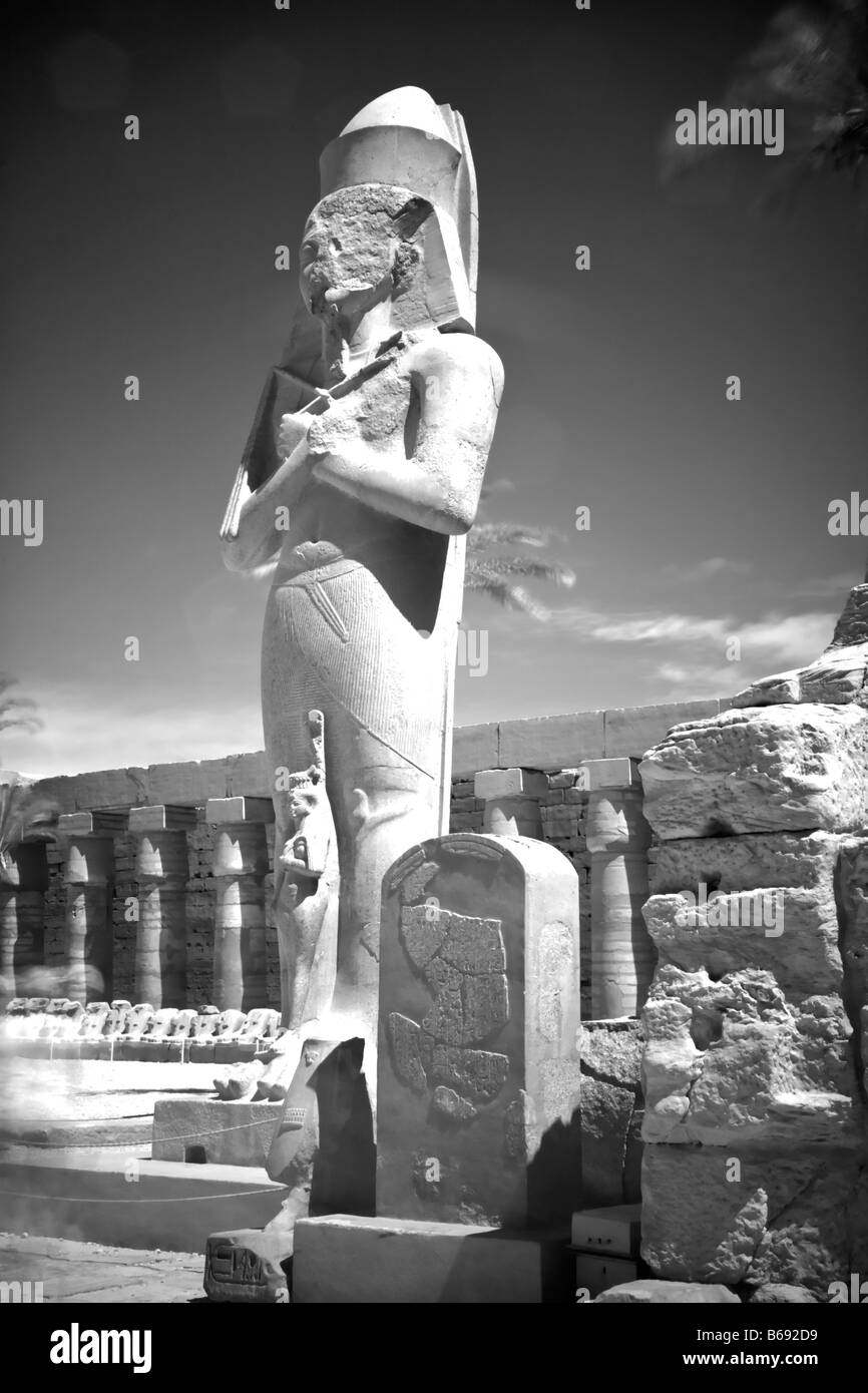 Colossus of Ramses II (infrared photograph) Stock Photo