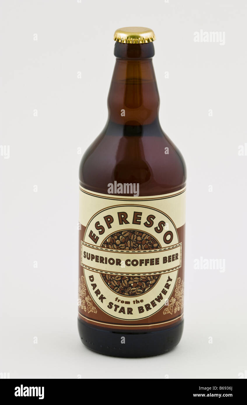 Bottle of Espresso Superior Coffee Beer brewed by The Dark Star Brewery Co Ansty West Sussex England UK Stock Photo