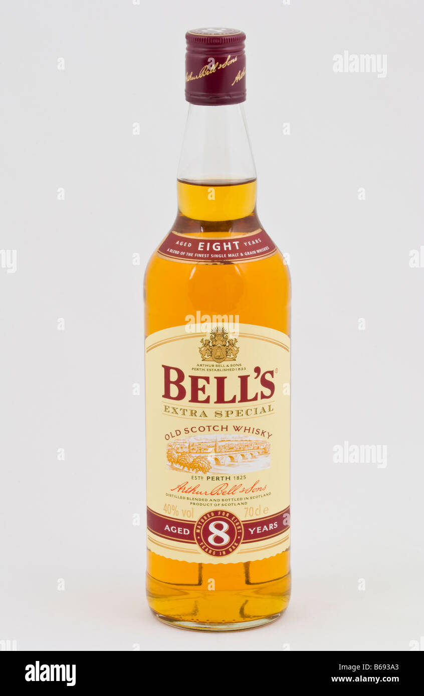 Bottle of Bells Old Scotch Whiskey aged 8 years distilled in Scotland