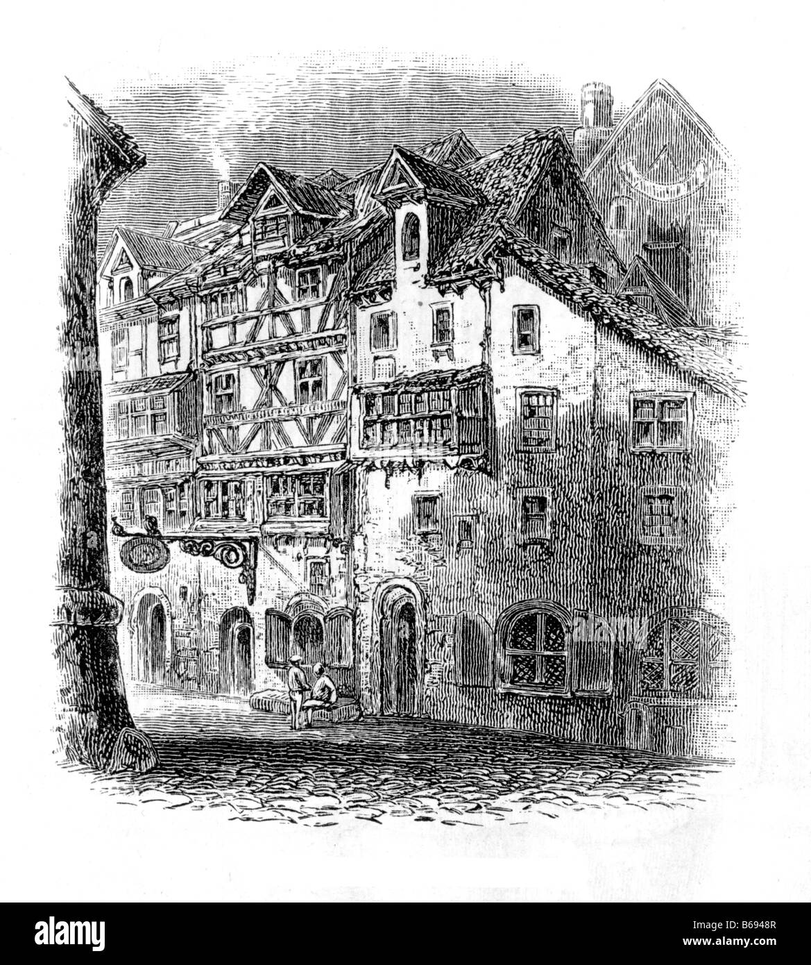 The House of Hans Sachs Meistersinger Nuremberg Germany 19th Century Illustration Stock Photo
