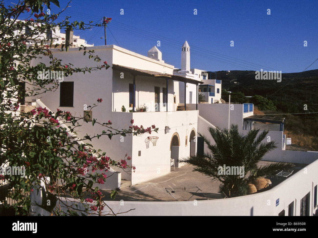 whitewashed houses in Kythira town Kythera Island Eptanese Greece Stock Photo