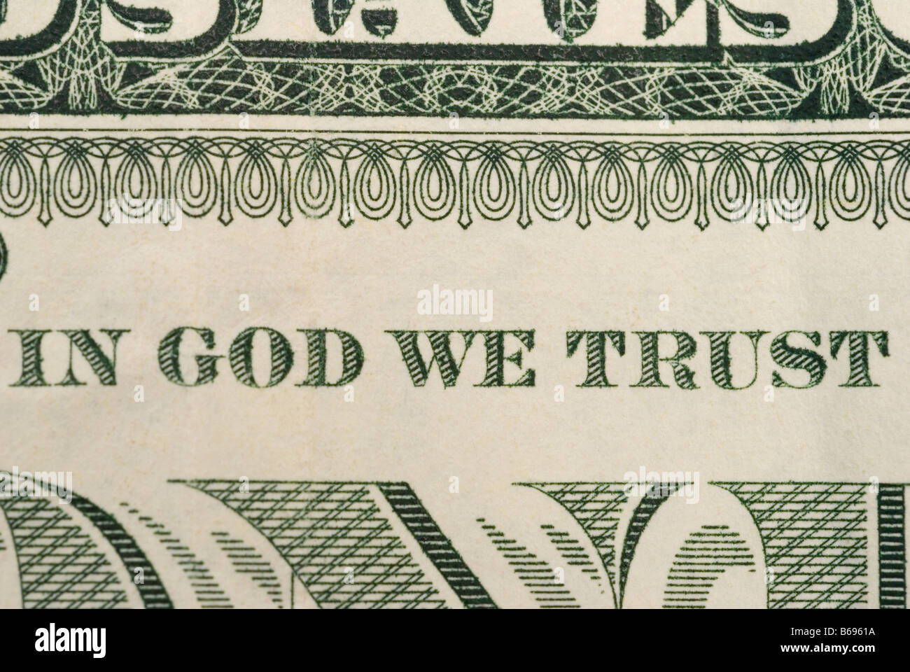 in god we trust written on one dollar bill Stock Photo