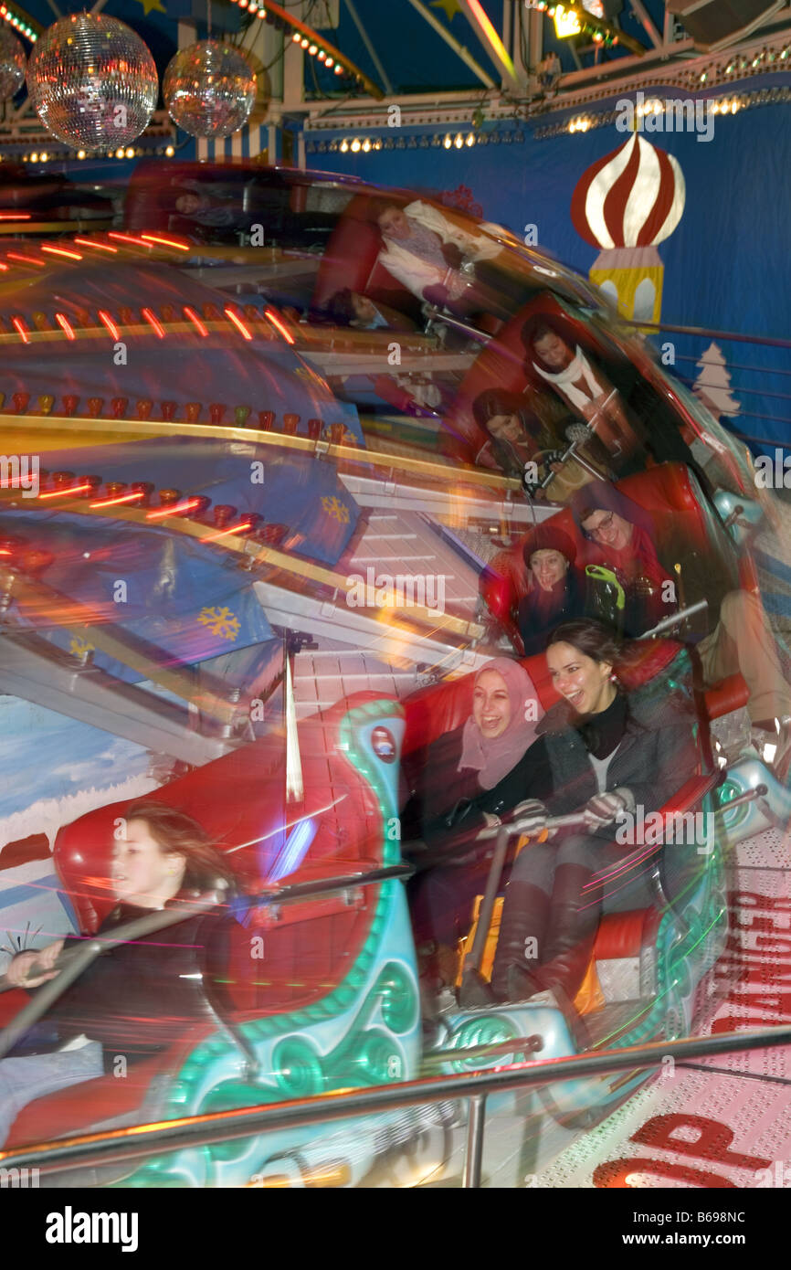 fairground ride in london at night Stock Photo