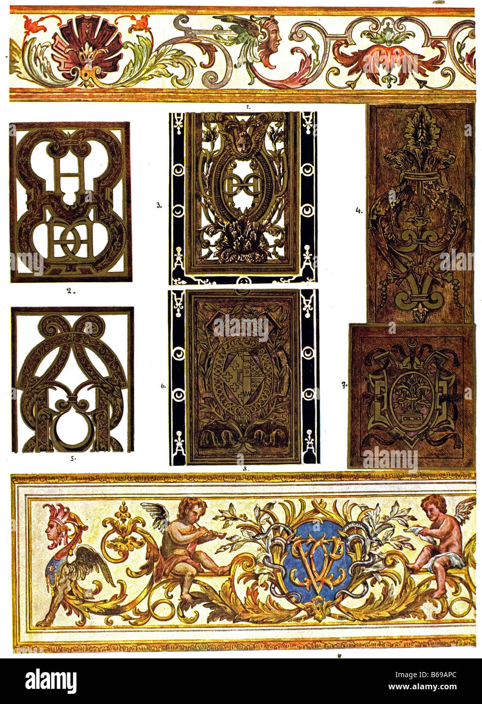 The French Ornament, Painted doors Stock Photo