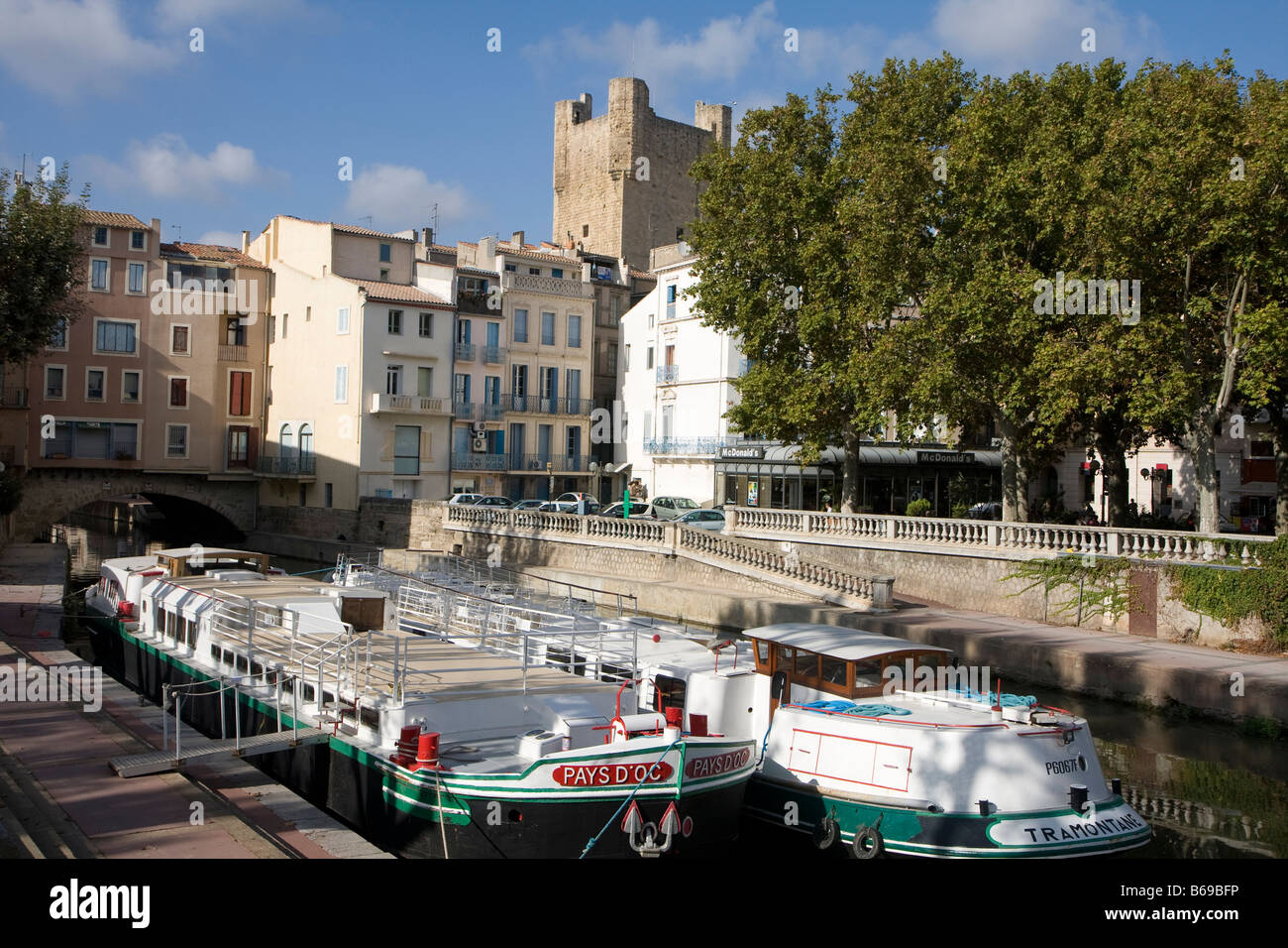 Canal du Midi at Narbonne, Aude, France, Europe Stock Photo