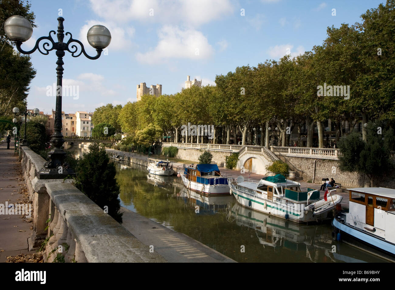 Canal du Midi at Narbonne, Aude, France, Europe Stock Photo