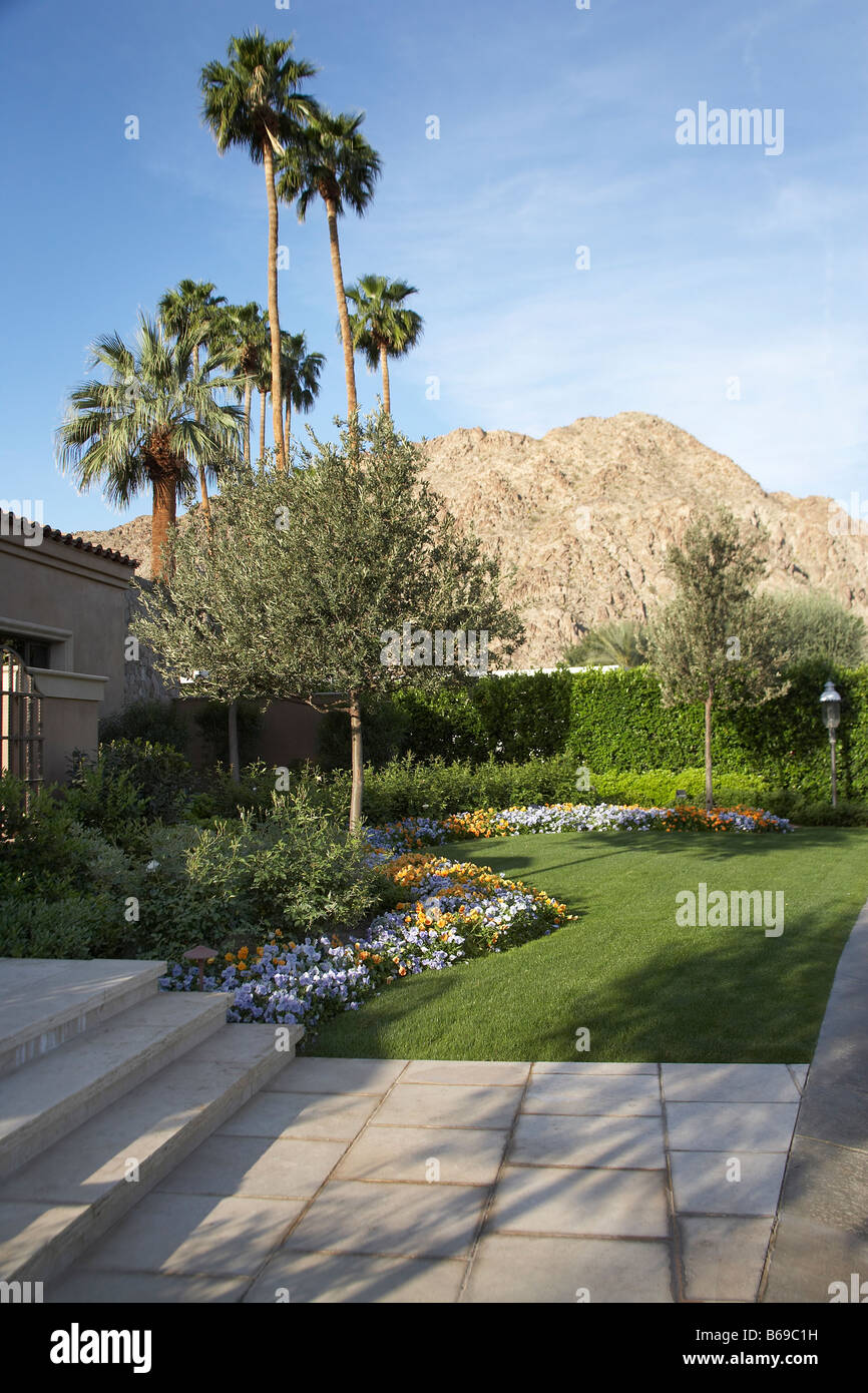 Garden with marble steps Stock Photo Alamy