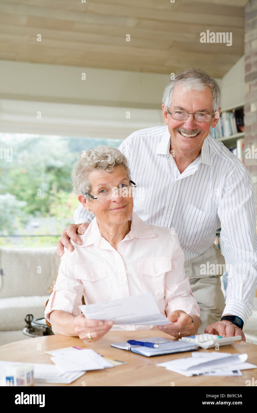 Couple preparing home finance budget Stock Photo