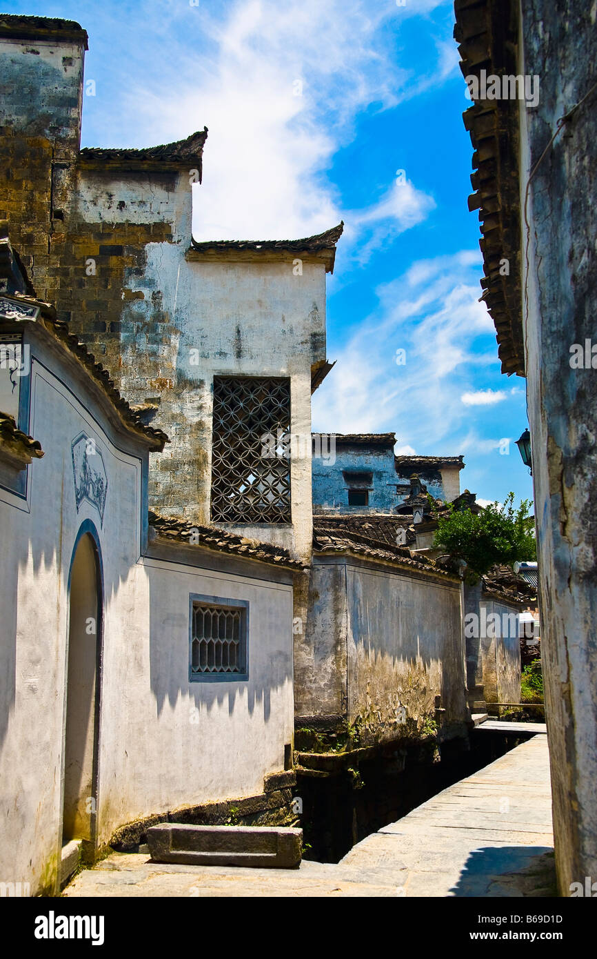 Houses in a village, Xidi, Anhui Province, China Stock Photo
