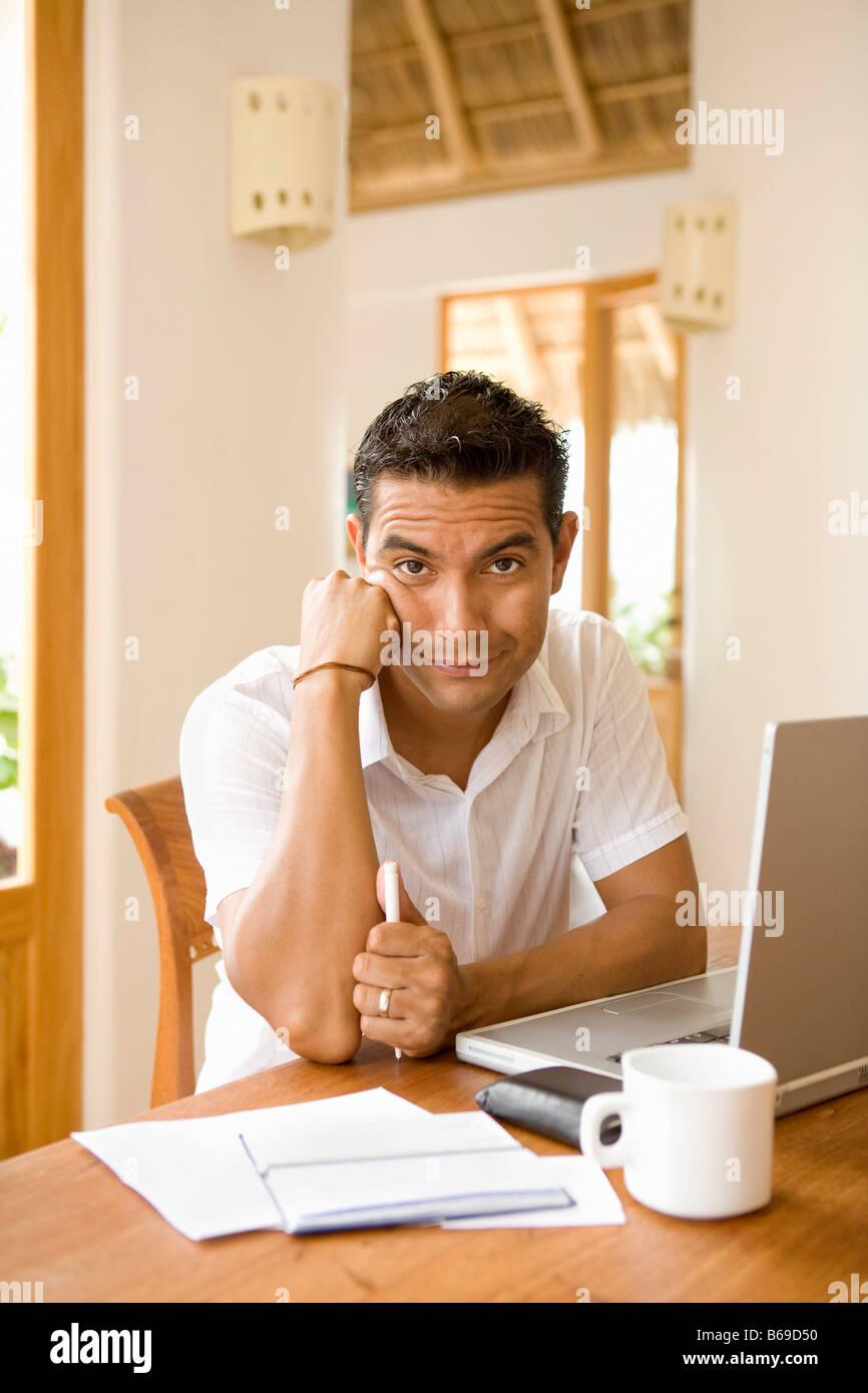 Portrait of a man preparing home finance budget Stock Photo Alamy