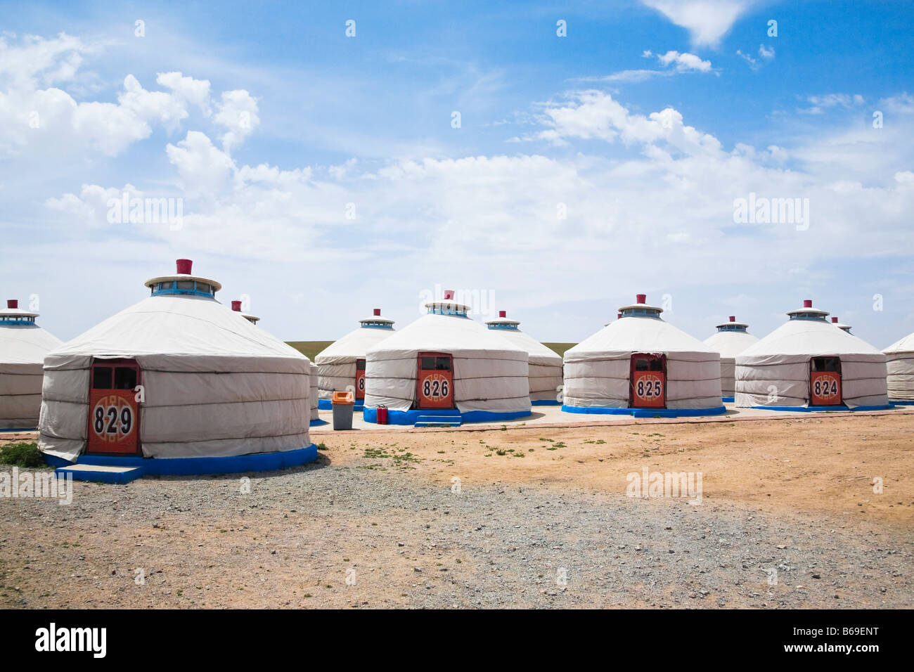Yurts on a landscape, Inner Mongolia, China Stock Photo
