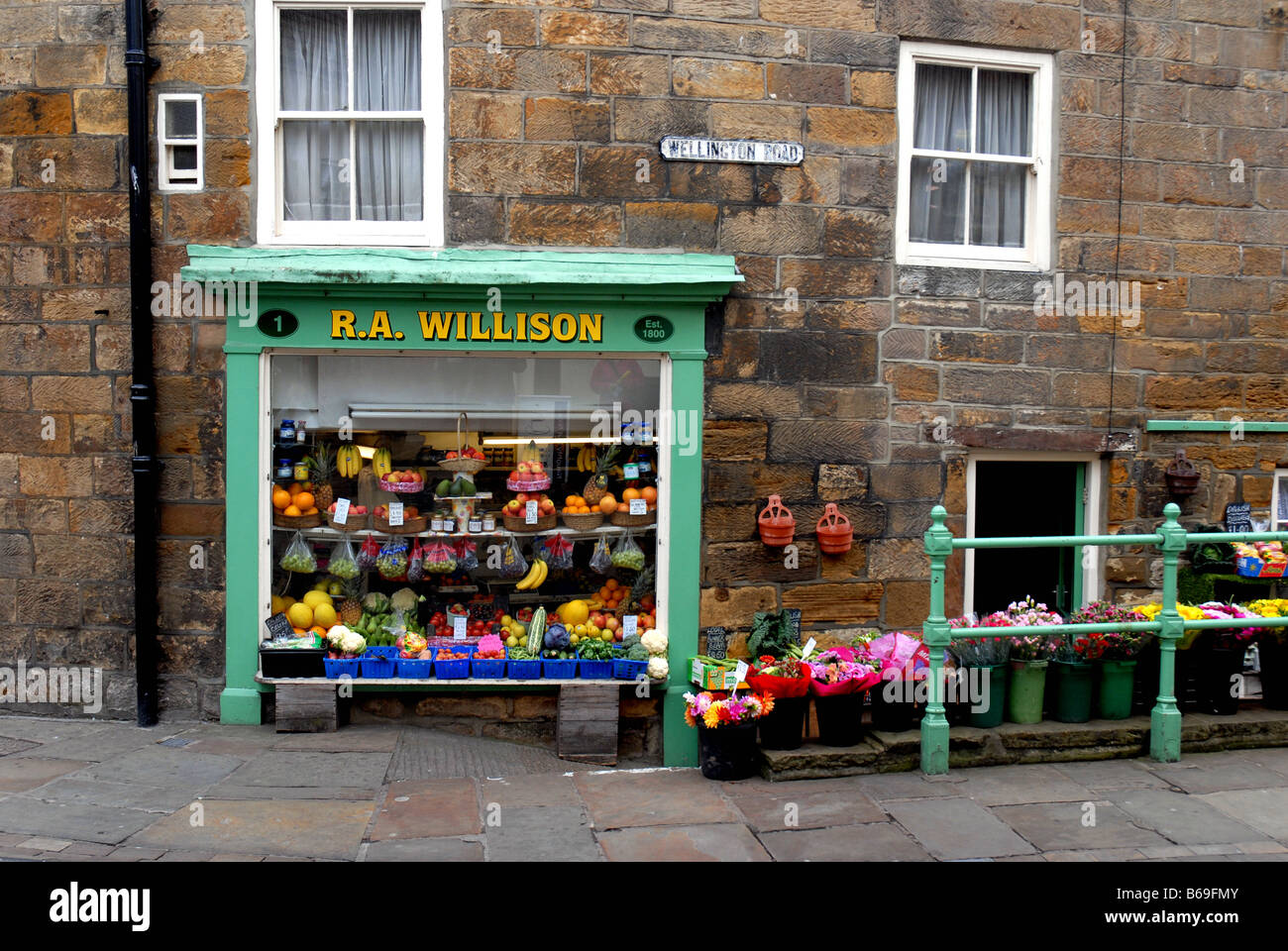 Grocers shop front in Whitby,Yorkshire Stock Photo Alamy