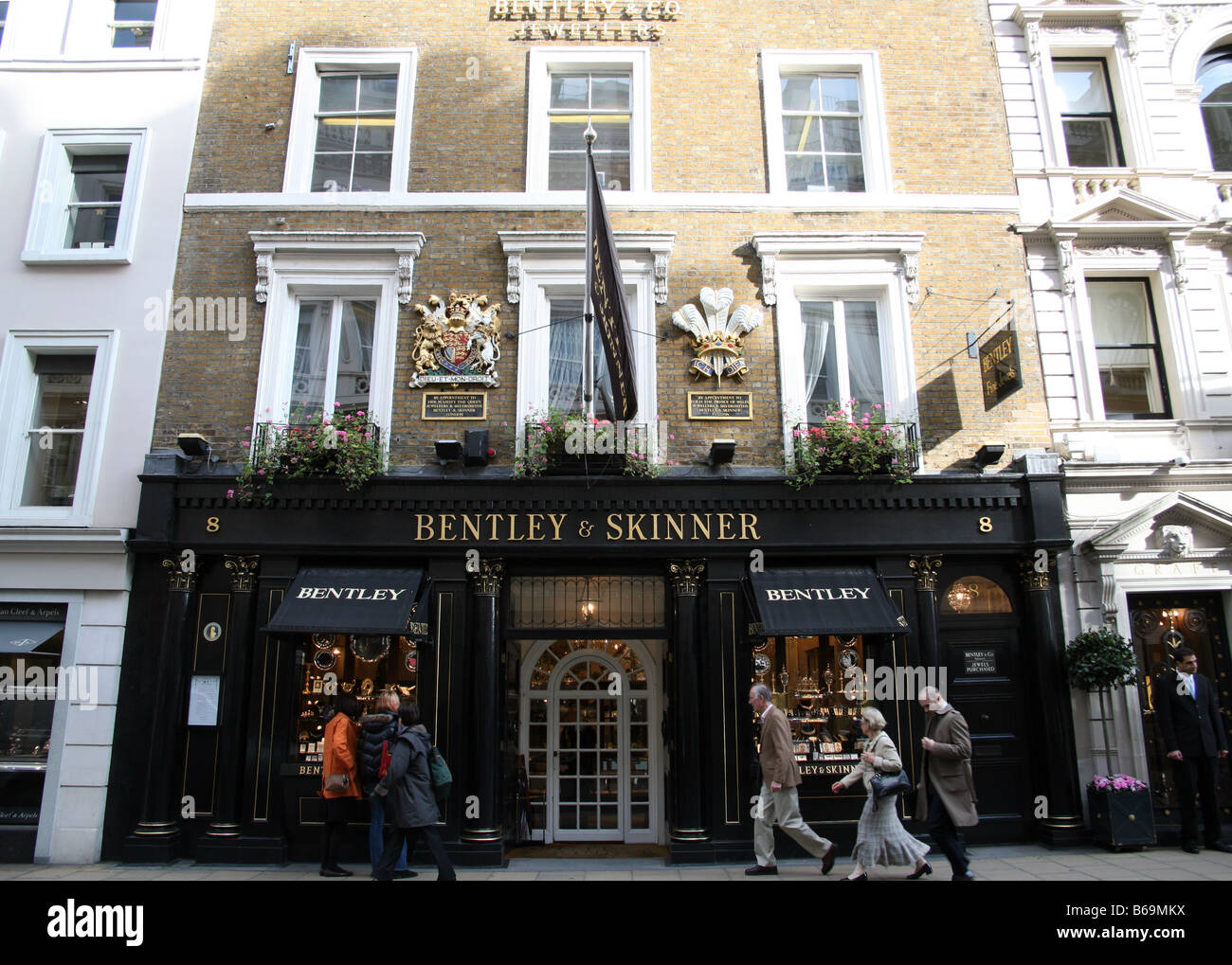 Bentley & Skinner royal jewellers, New Bond Street, London Stock Photo ...