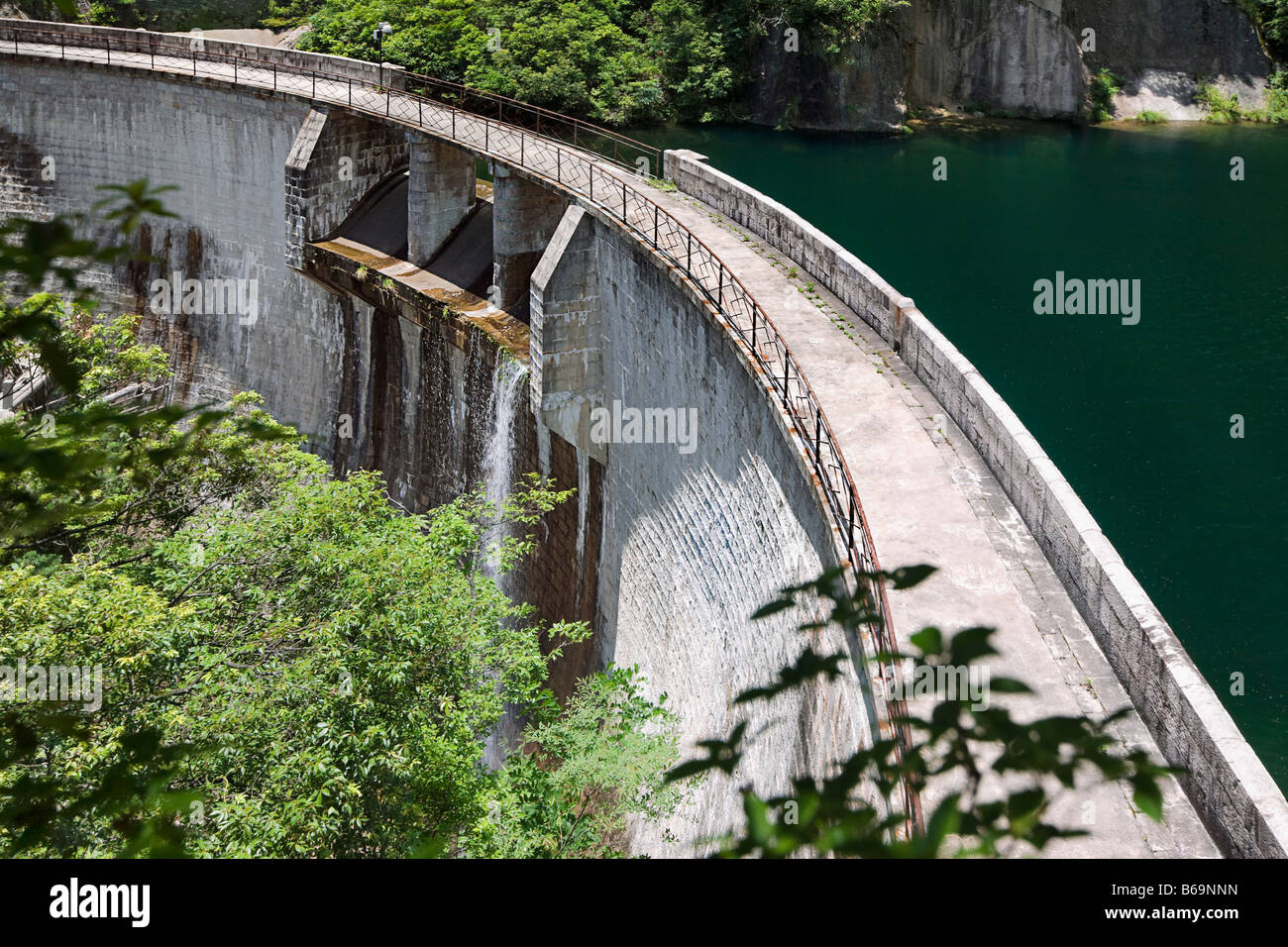 High angle view of a dam, Huangshan Mountains, Anhui Province, China Stock Photo