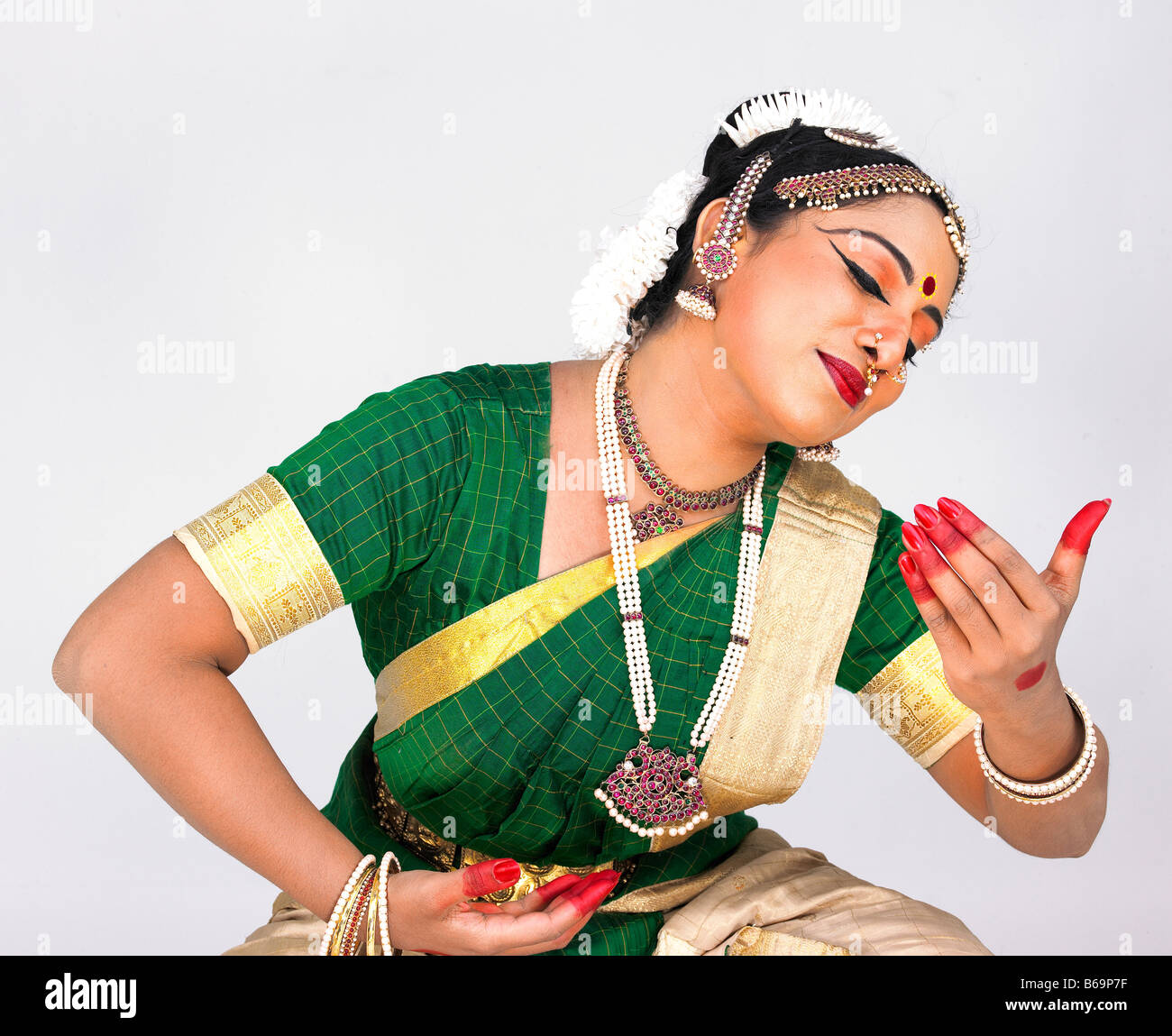 female Bharathanatyam dancer of Tamil nadu in South India Stock Photo