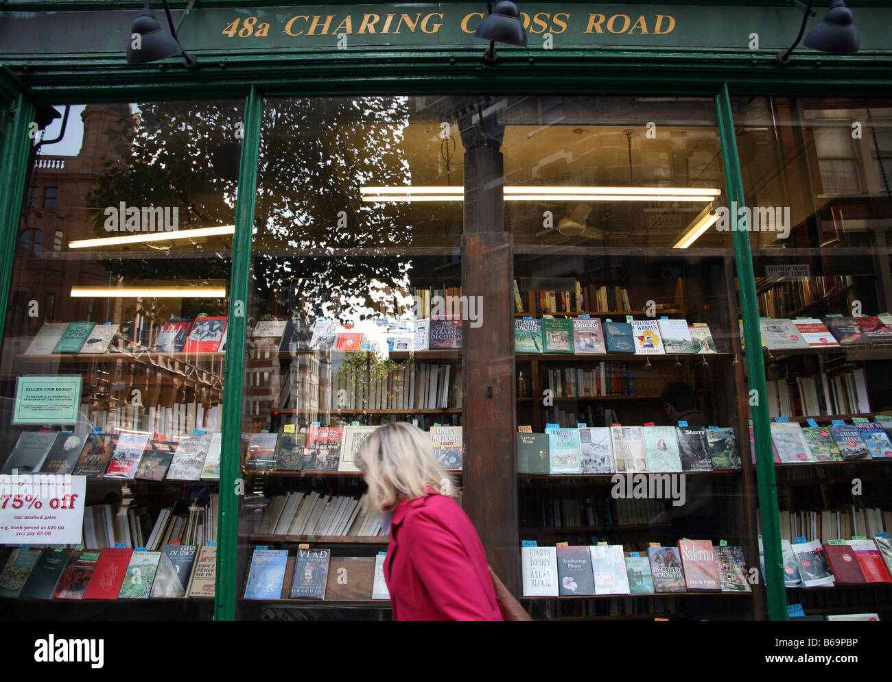 Secondhand bookshop in Charing Cross Road, London Stock Photo