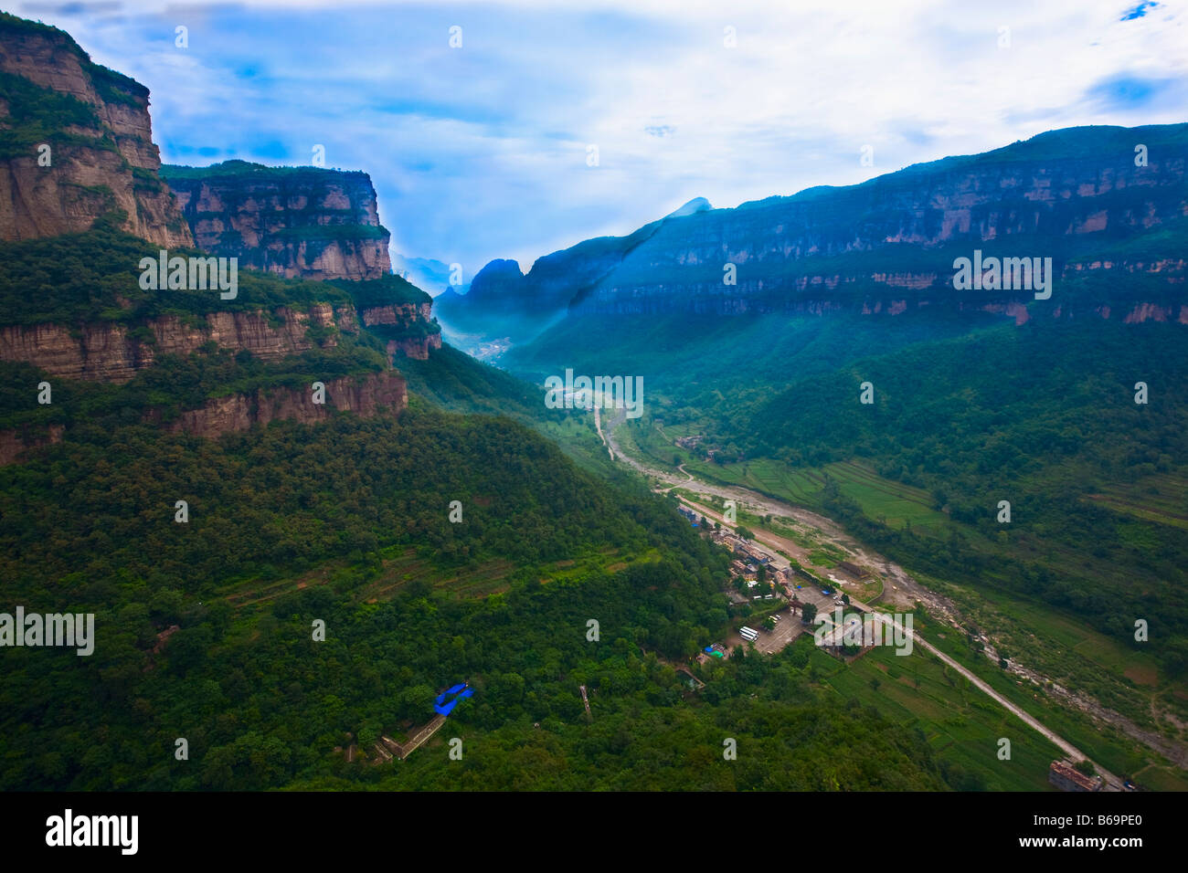 High angle view of a canyon, Taihang Grand Canyon, Linzhou, Henan Province, China Stock Photo
