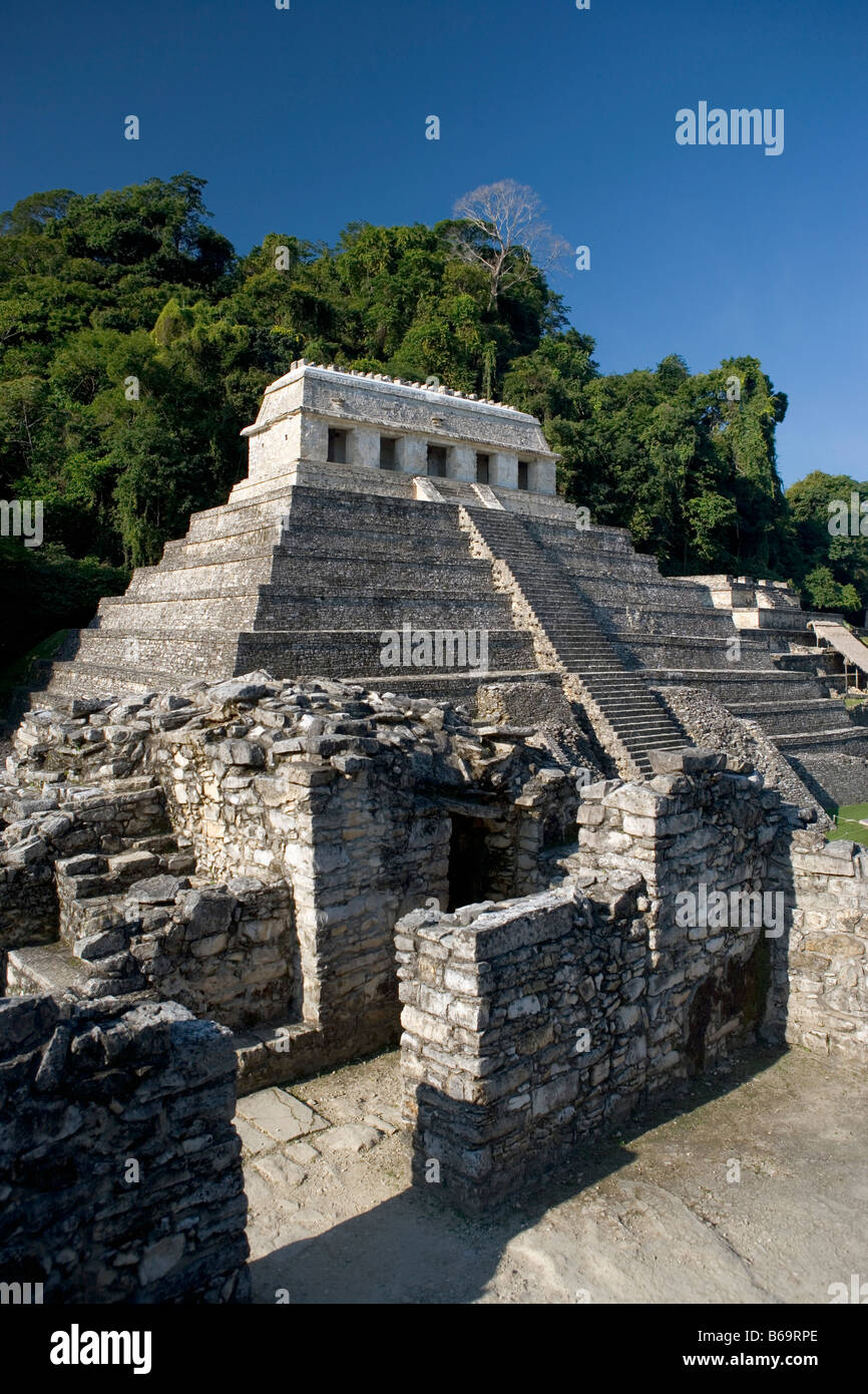 Mexico, Chiapas, Palenque, Maya ruins. Temple of Inscriptions. Stock Photo