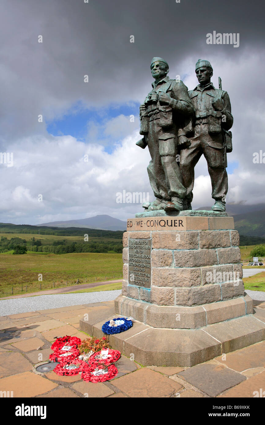 Royal Marines Commando Memorial Nevis Mountain range Spean Bridge Highlands of Scotland Britain UK Stock Photo