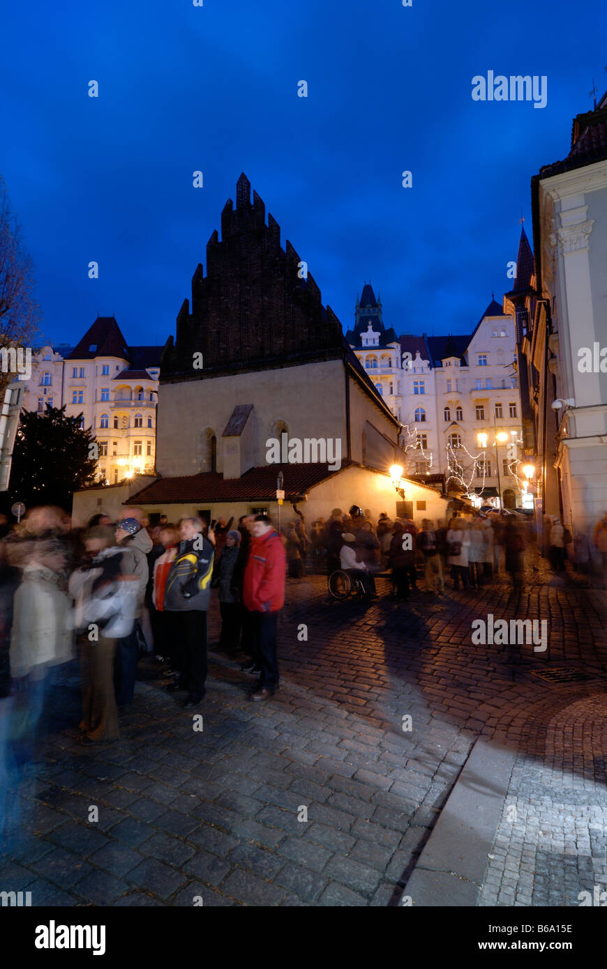 Old New Synagogue Staronova Synagoga at night Jewish Quarter Prague Czech Republic Stock Photo