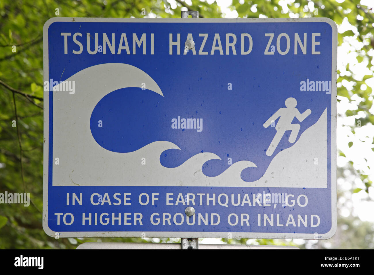 Canada Kanada BC Britisch British Columbia Vancouver Island Entering Tsunami Hazard Zone Tsunami Gefahrenzone Stock Photo