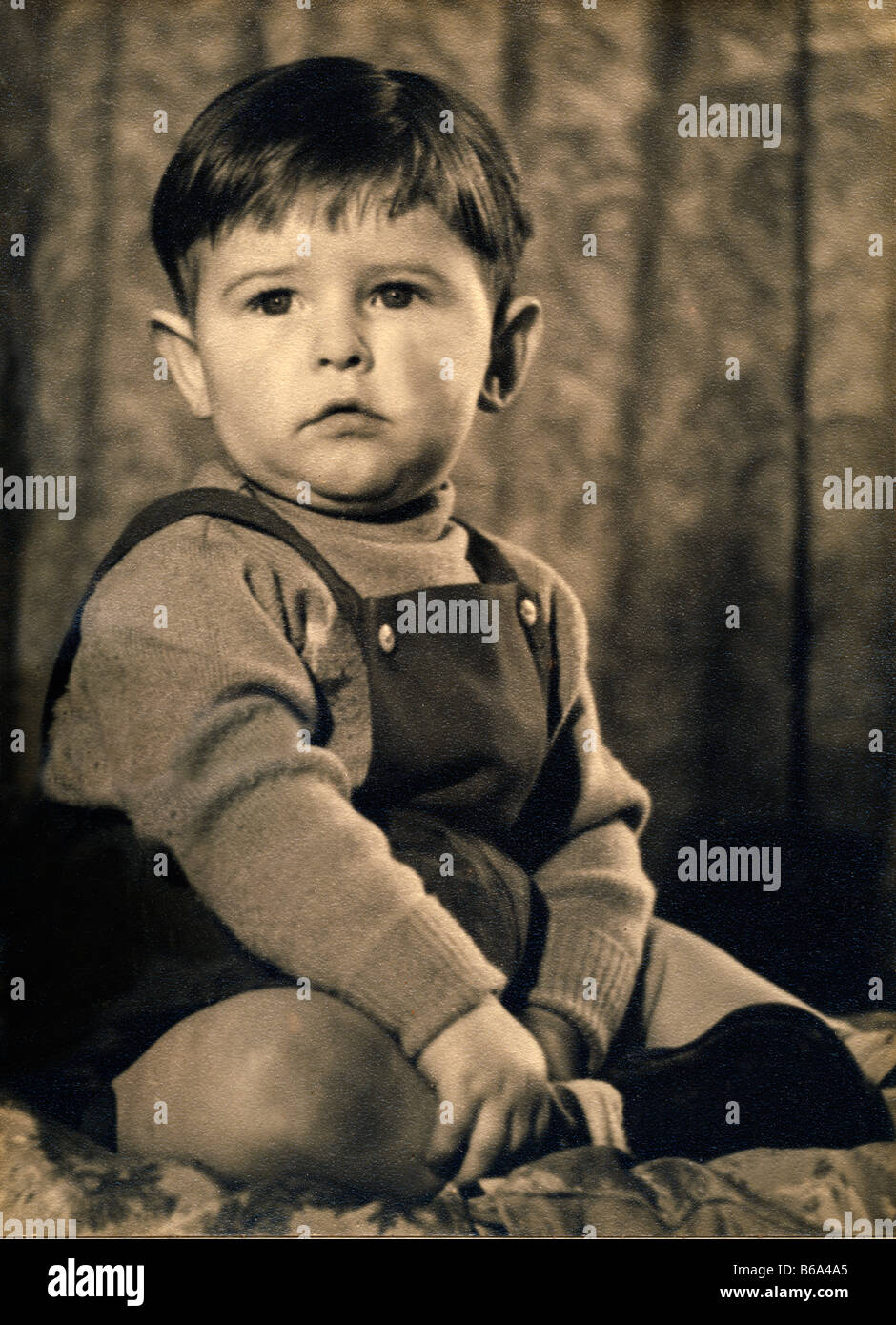 Old photograph of a two year old boy taken in early 1954 Stock Photo