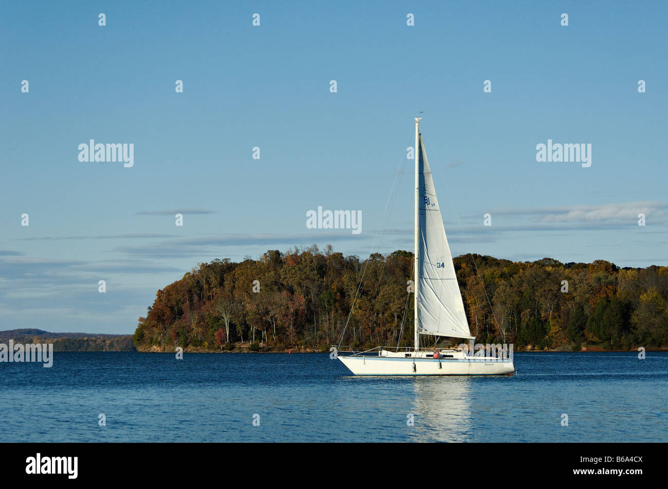Sailboat on Watts Bar Lake in Rhea County Tennnessee Stock Photo Alamy