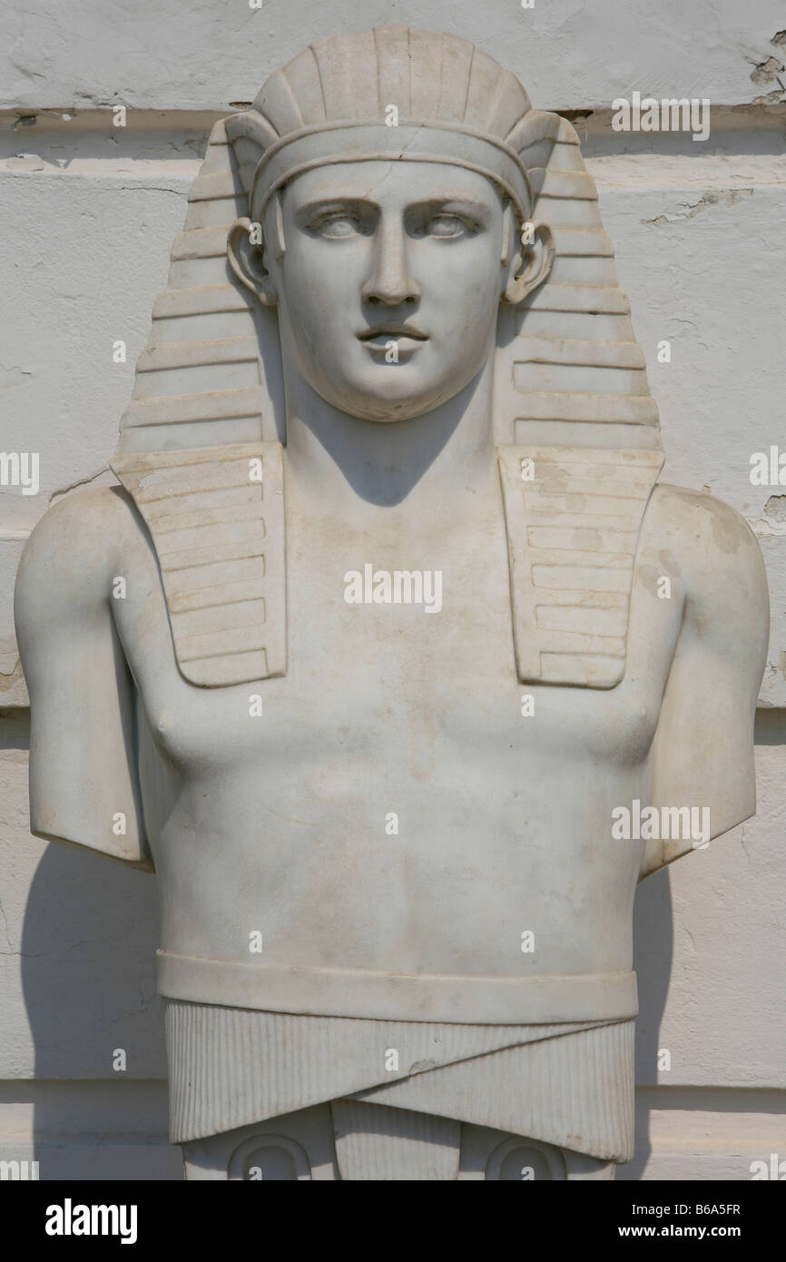 Statue of an Egyptian pharaoh in the gardens of the 18th century Archangelskoye Estate near