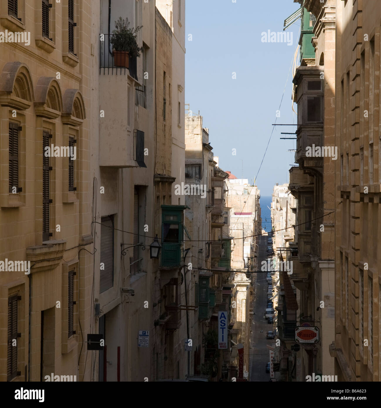 St. Ursula Street view from Upper Barrakka Gardens, Valletta Malta Stock Photo