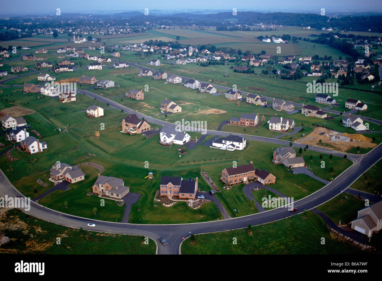Aerial view of suburban home development near Lancaster, Pennsylvania