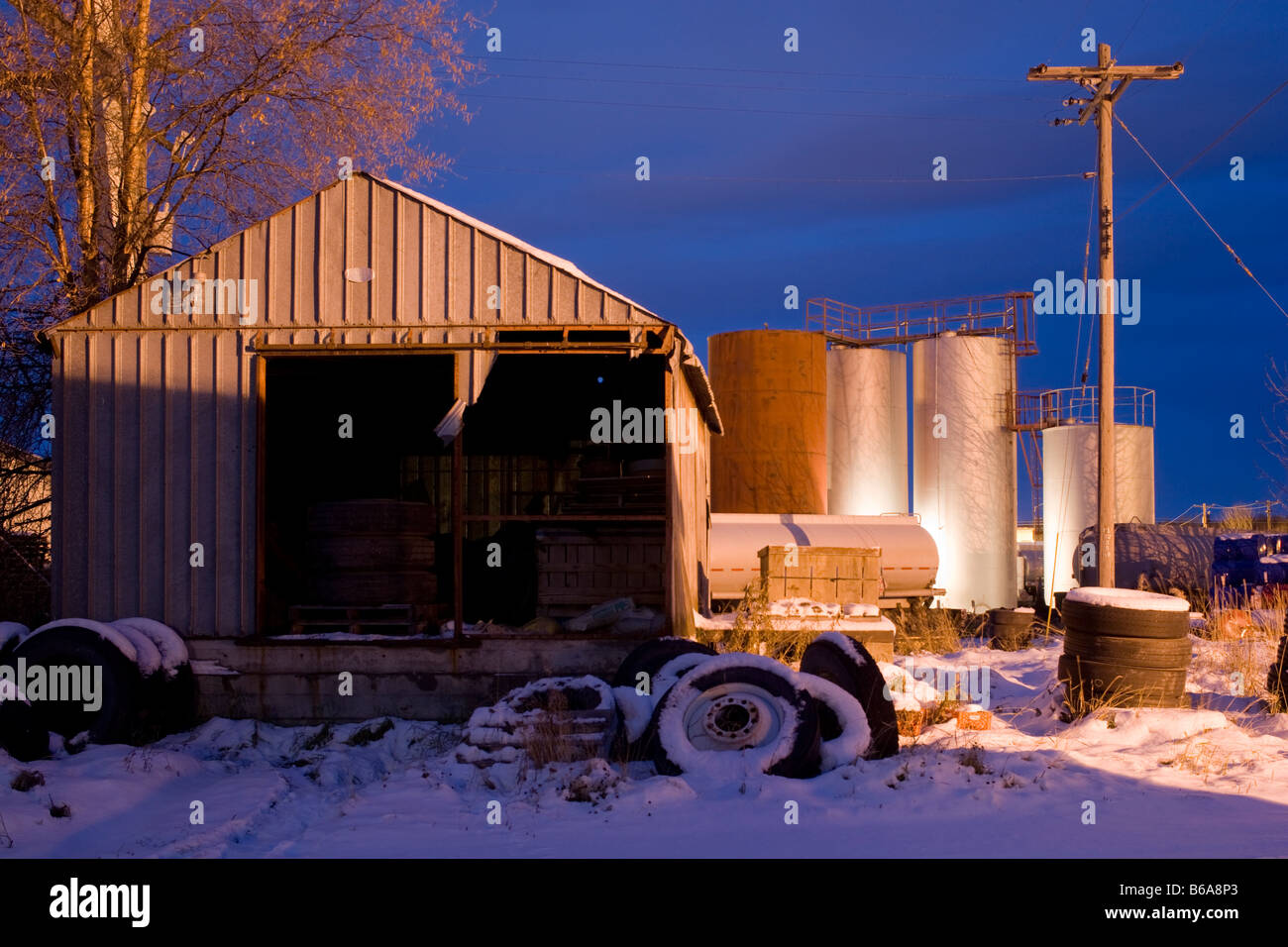 USA Alaska Palmer Utility shed at Matanuska Maid Dairy Farm in early