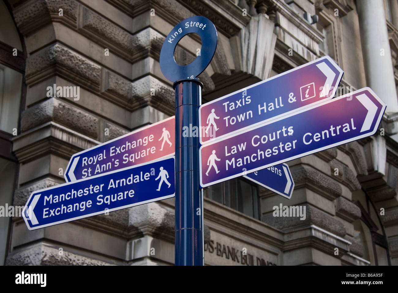 Direction sign in central Manchester, UK Stock Photo