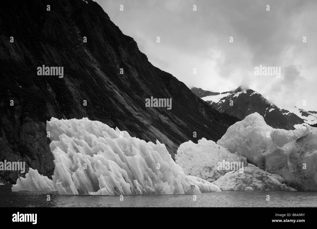 USA Alaska Tongass National Forest Tracy Arm Fords Terror Wilderness Deep blue ice floating in Tracy Arm Stock Photo