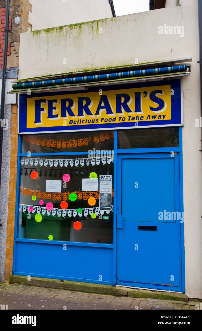 Closed Ferrari's outlet bakery shop in Abertillery South Wales UK the