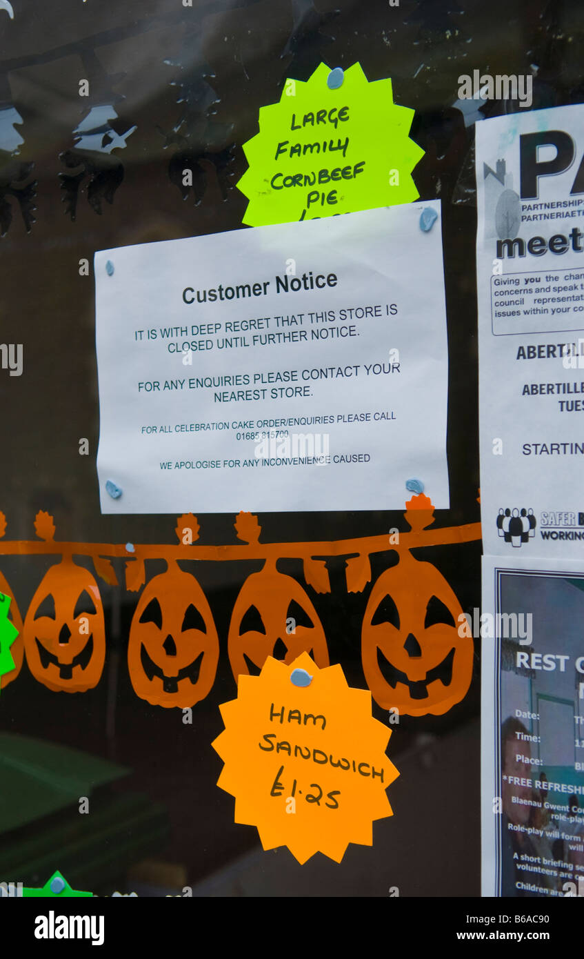 Closed Ferraris outlet bakery shop in Abertillery South Wales UK the