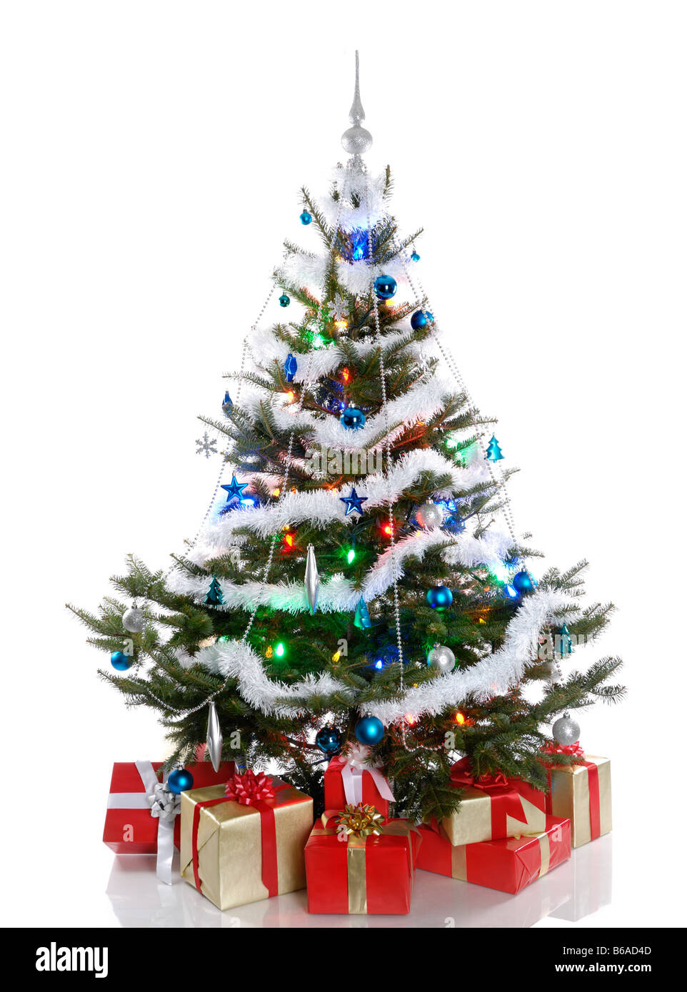 Decorated real Christmas tree Stock Photo Alamy