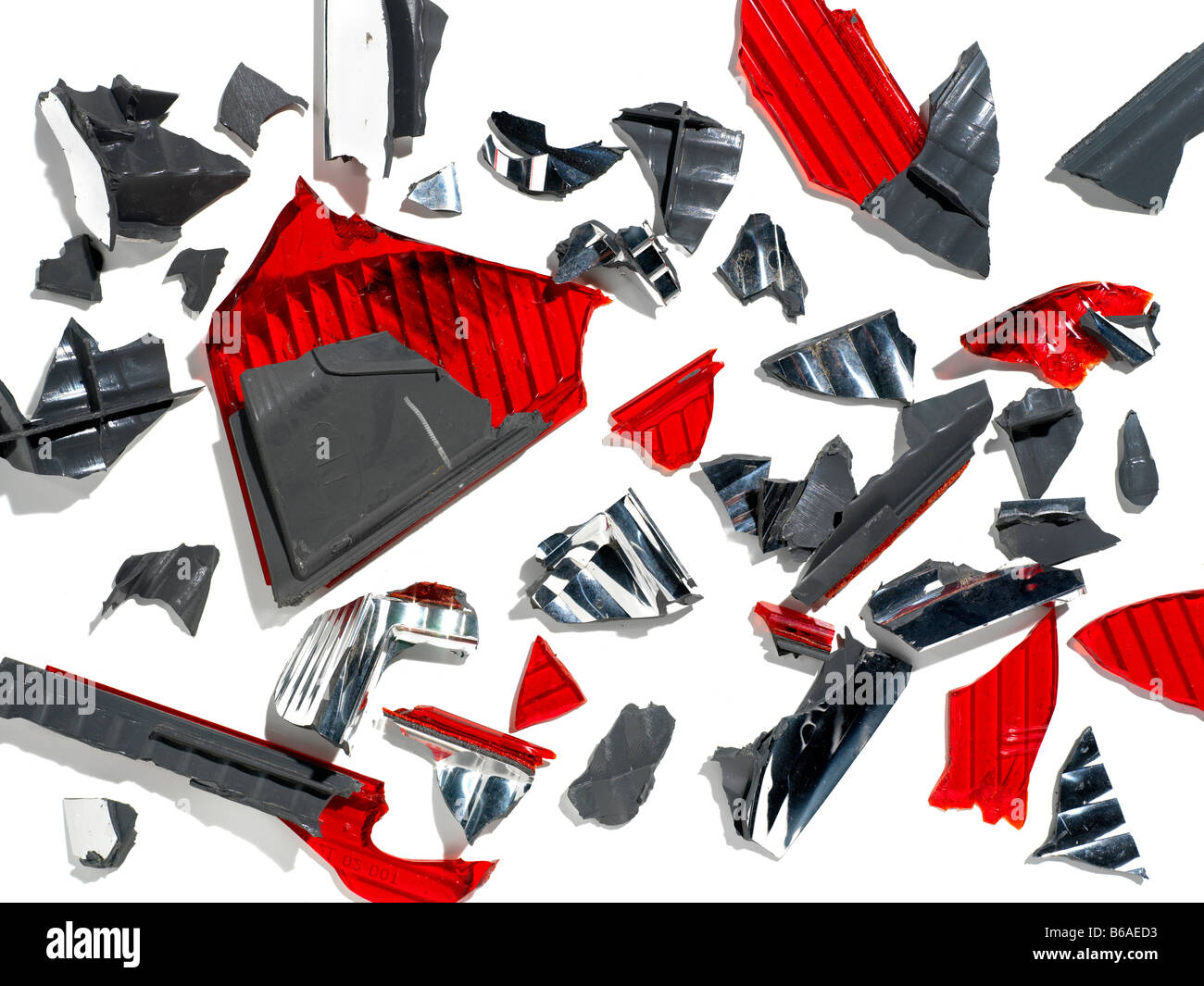 car parts pieces after an accident collision Stock Photo Alamy