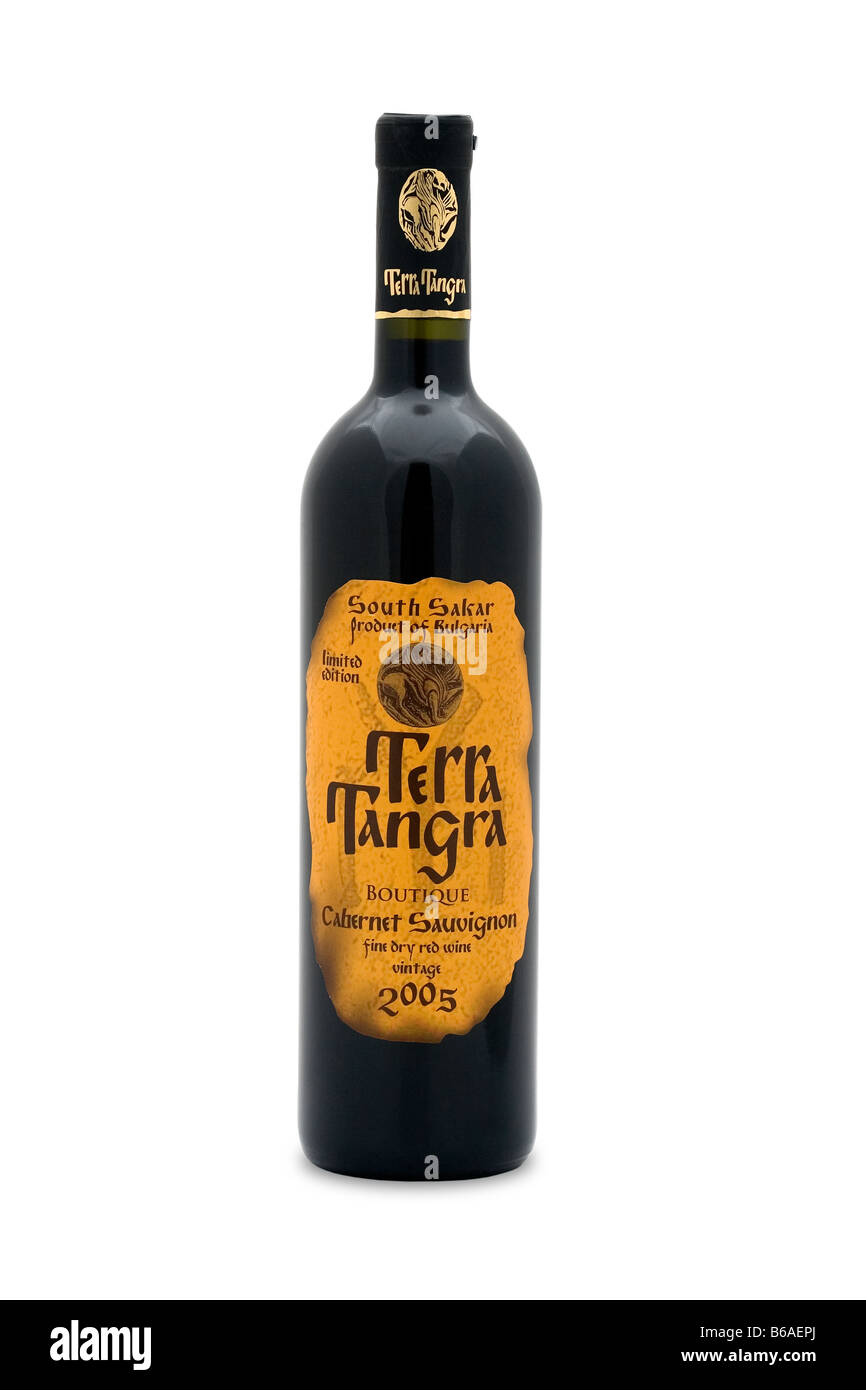 South sakar terr tangra boutique limited edition dry red wine Bulgaria cabernet sauvignon vintage 2005 gold medal in vinaria rub Stock Photo