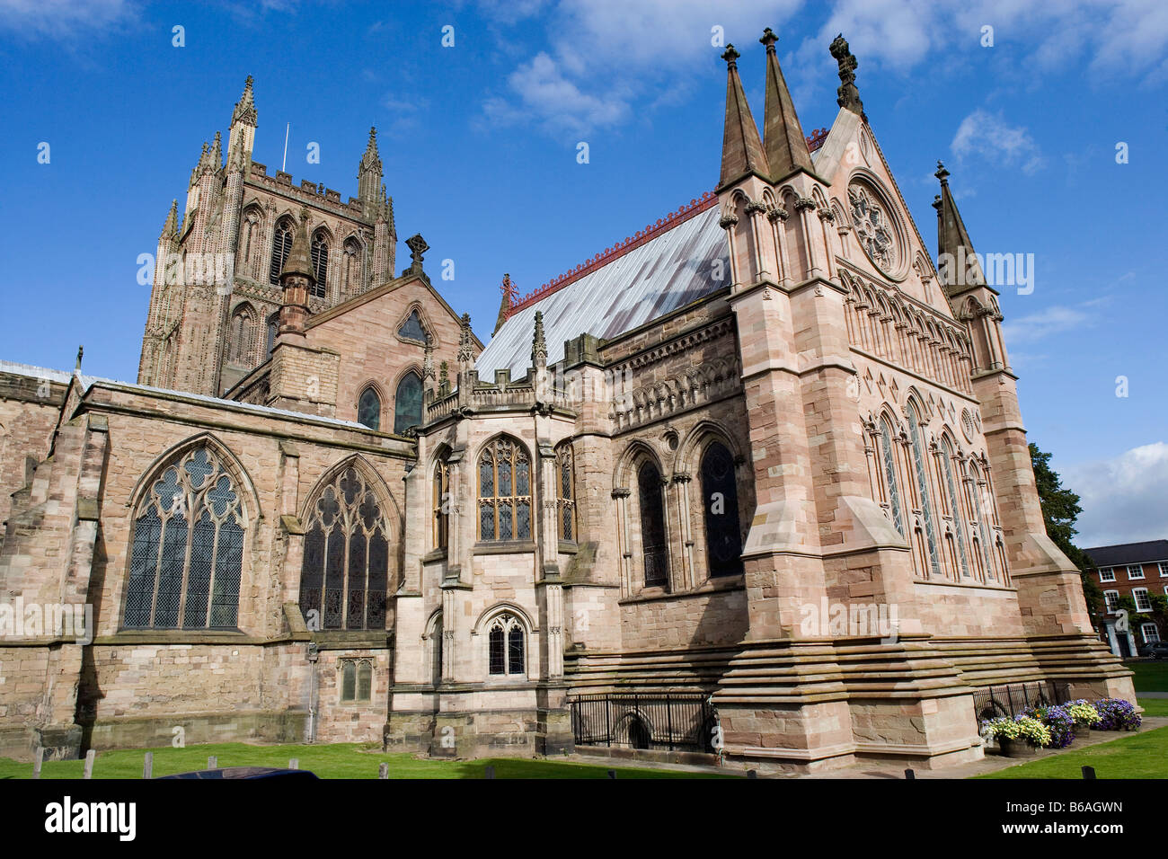 Hereford cathedral of St Ethelbert the tower ballflower decoration 12th ...