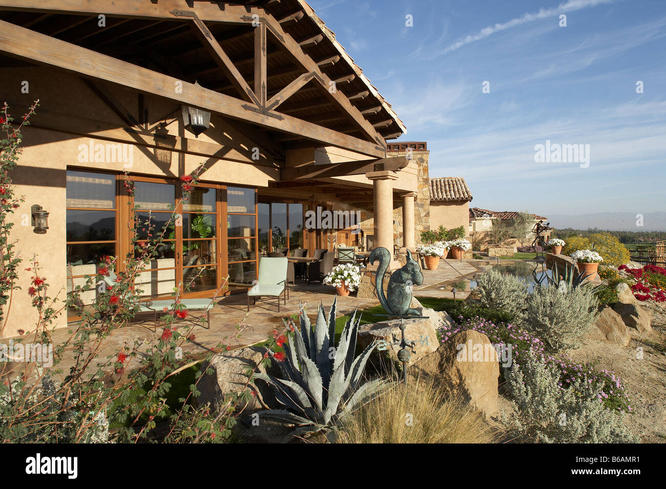 Outdoor patio dining area Stock Photo Alamy