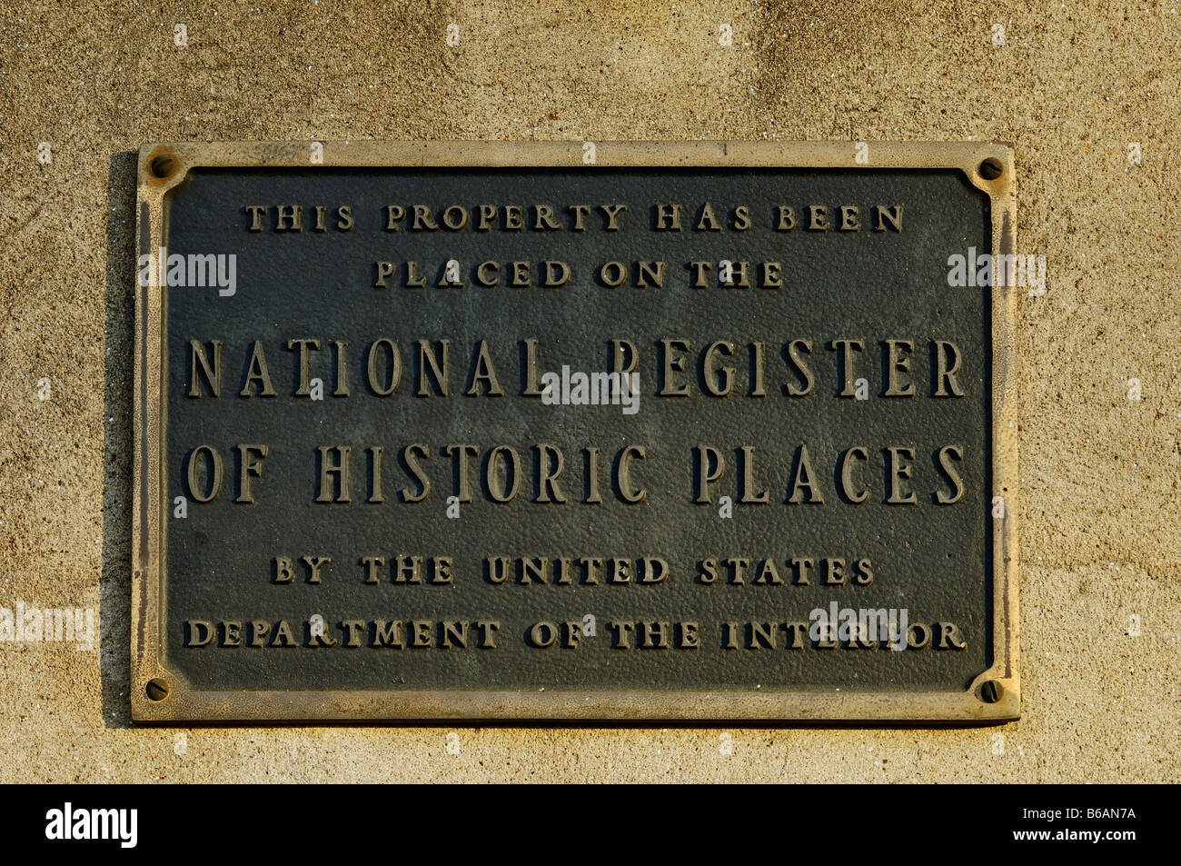 Brass Plaque Designating National Register of Historic Places Stock Photo