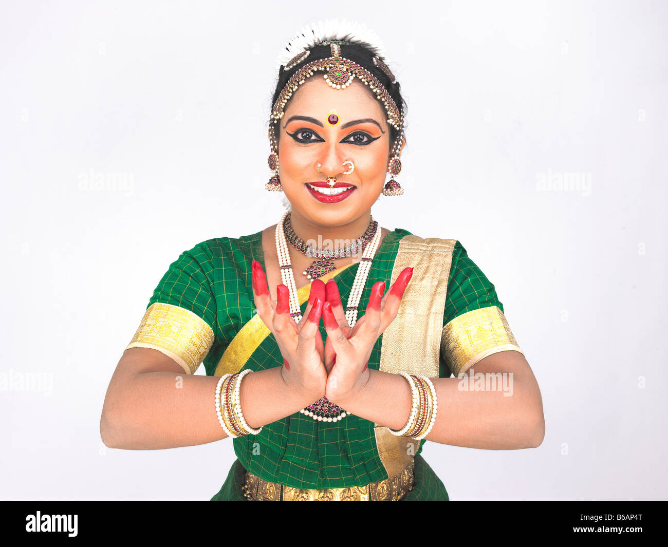 female Bharathanatyam dancer of Tamil nadu in South India Stock Photo