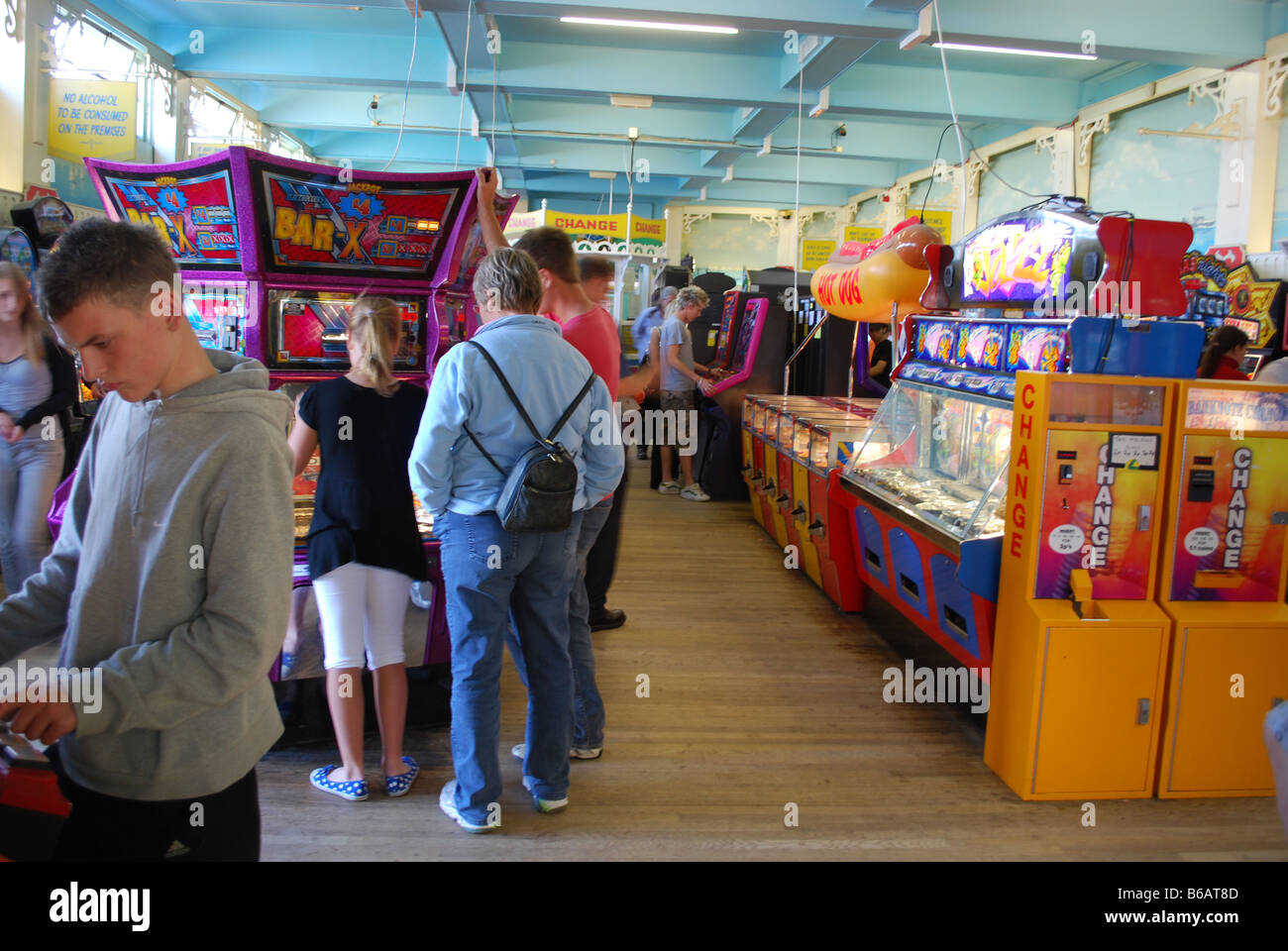 amusement arcade on worthing pier, west sussex, england Stock Photo