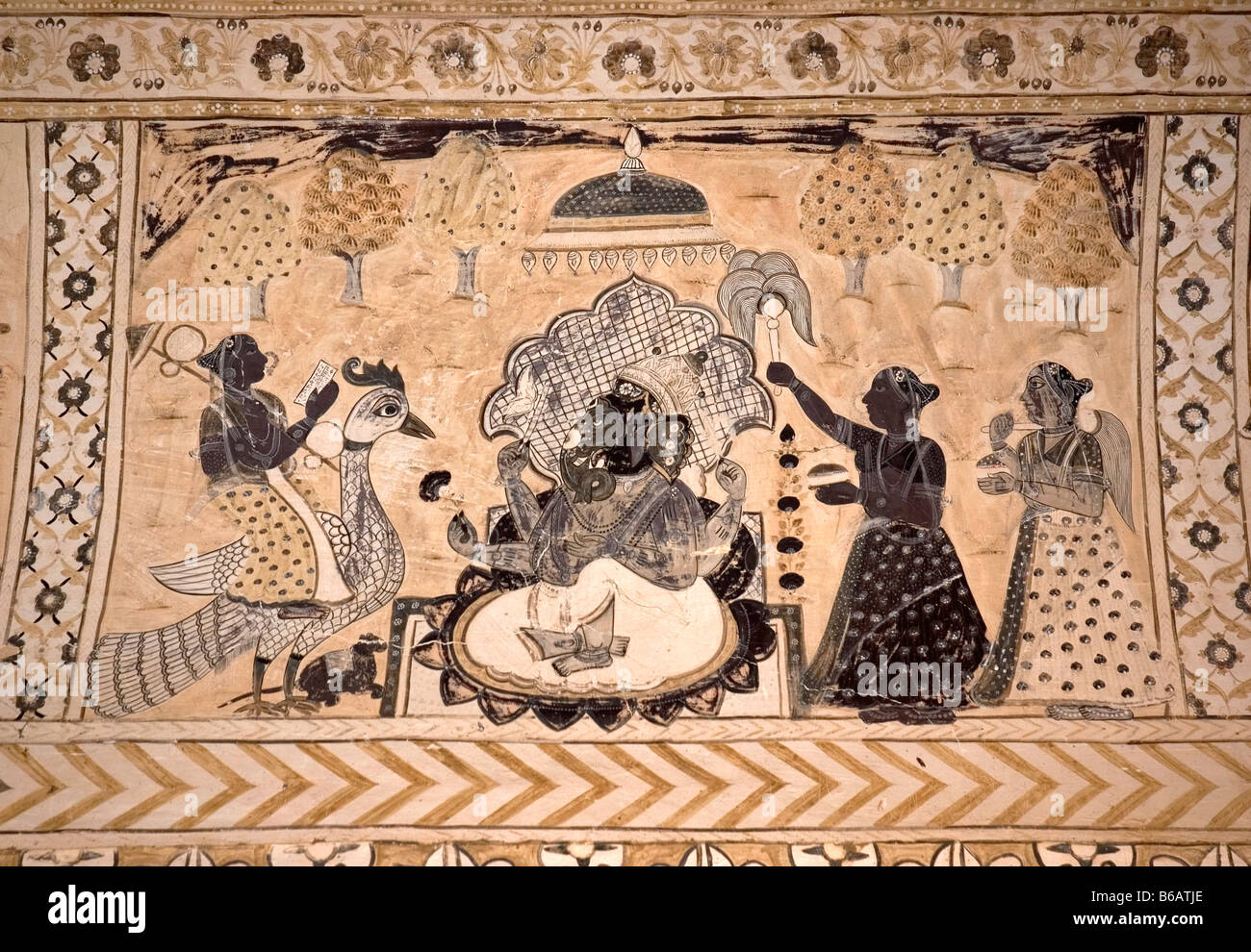 Ancient Murals depicting royal lifestyle, line the walls of the 