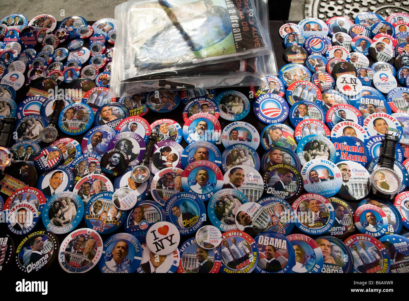 Obama buttons New York City Stock Photo