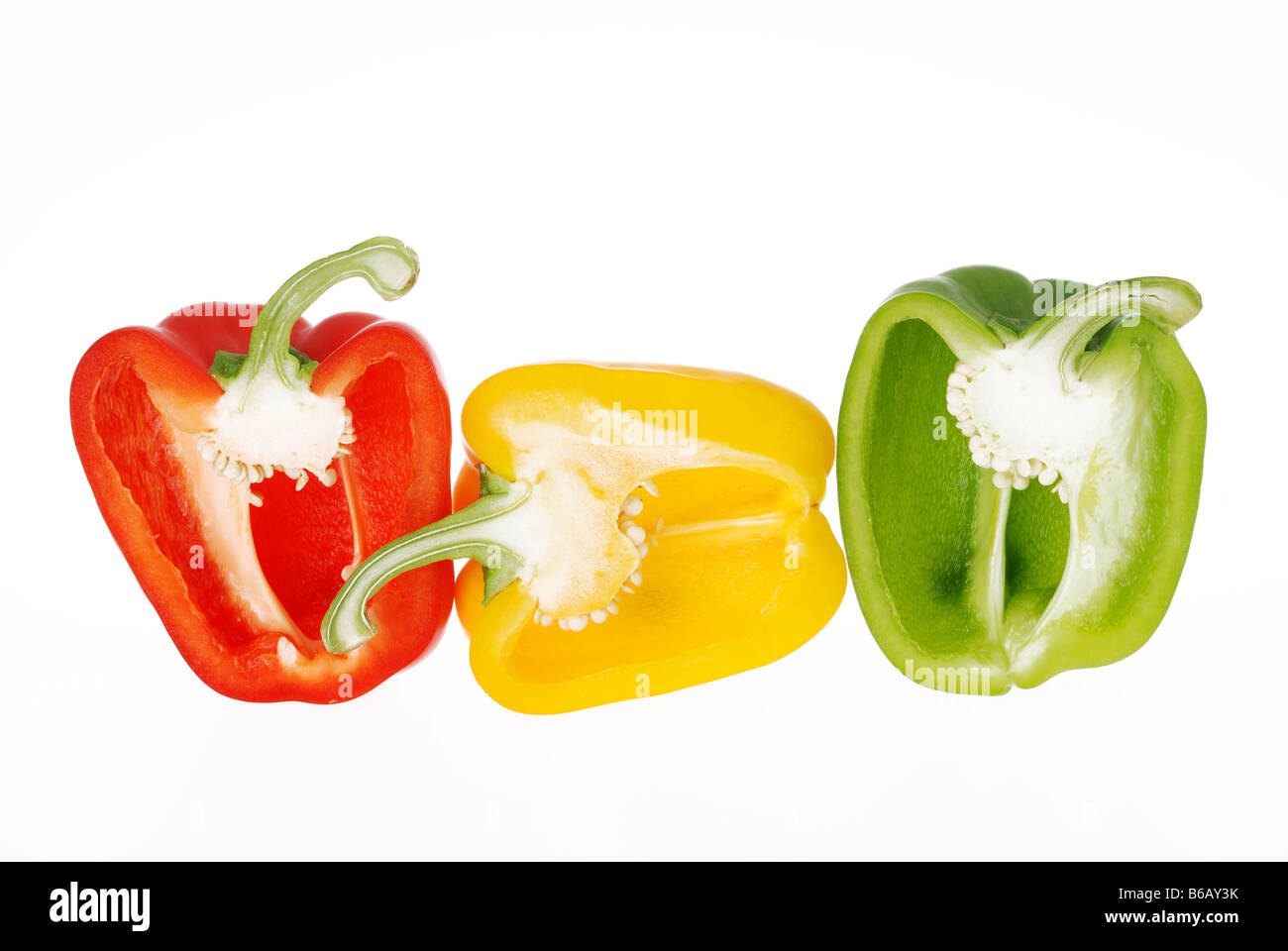 Bell peppers green yellow red Cut Out Stock Images & Pictures - Alamy
