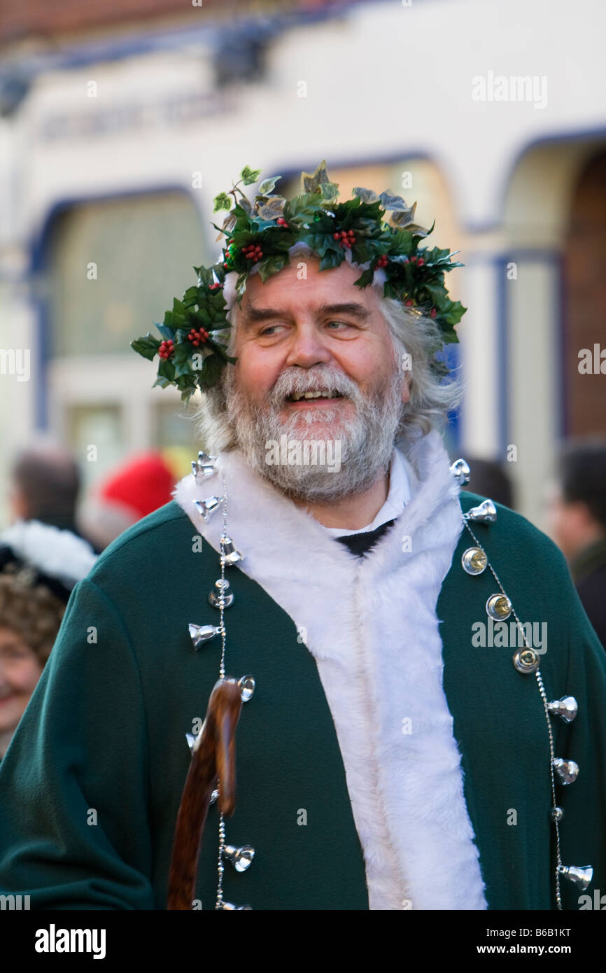 Man at Victorian Dicken's Christmas parade Rochester Kent Stock Photo