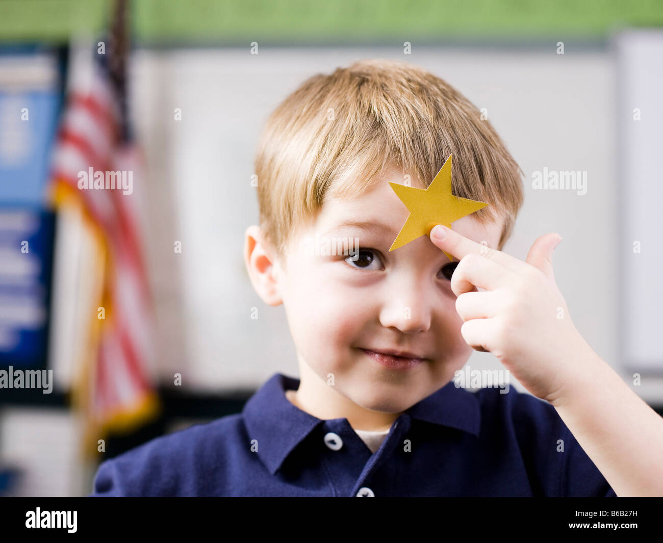 Boy With Gold Star Stock Photo Alamy