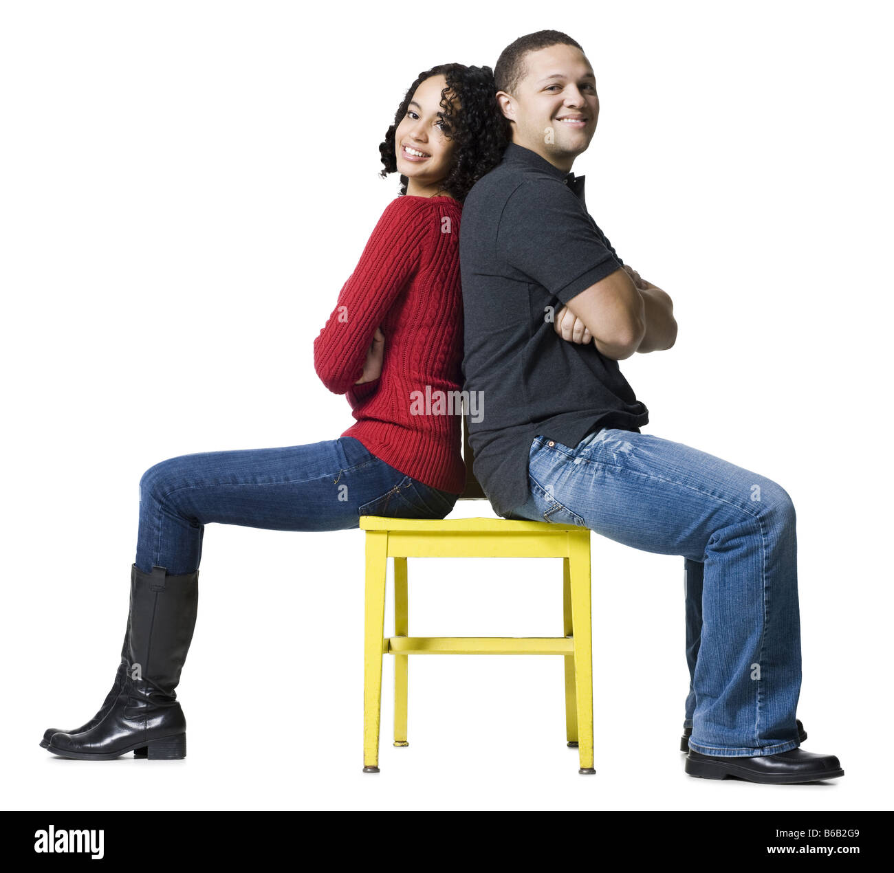 Side view portrait two young Cut Out Stock Images & Pictures - Alamy